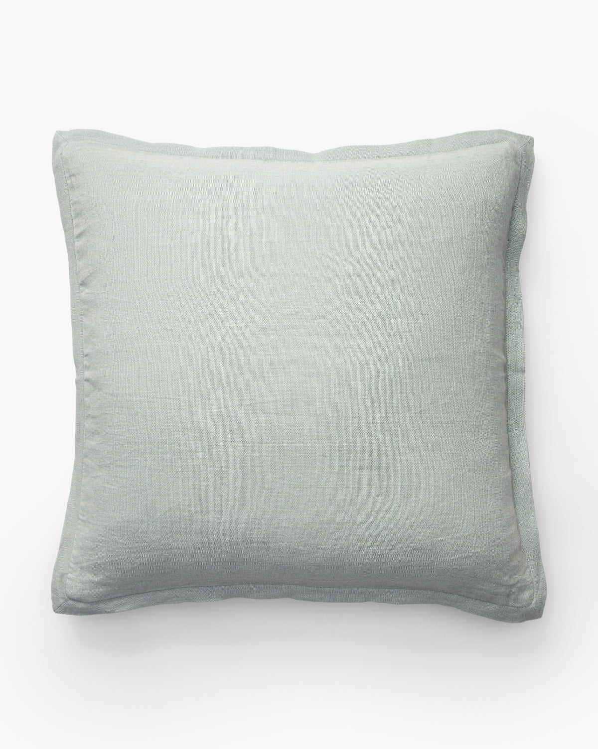 The Liam Double Flange Pillow Cover features a light gray, slightly textured fabric with double flanges, shown here as a decorative pillow on a white background, by McGee & Co.