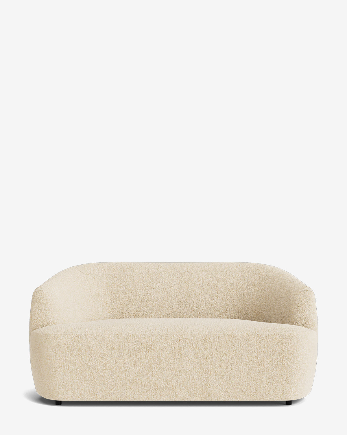 The Makerspalm Byron Settee 68 features a modern design with a cream-colored, textured fabric, low back, and rounded edges, shown against a plain white background. McGee & Co.