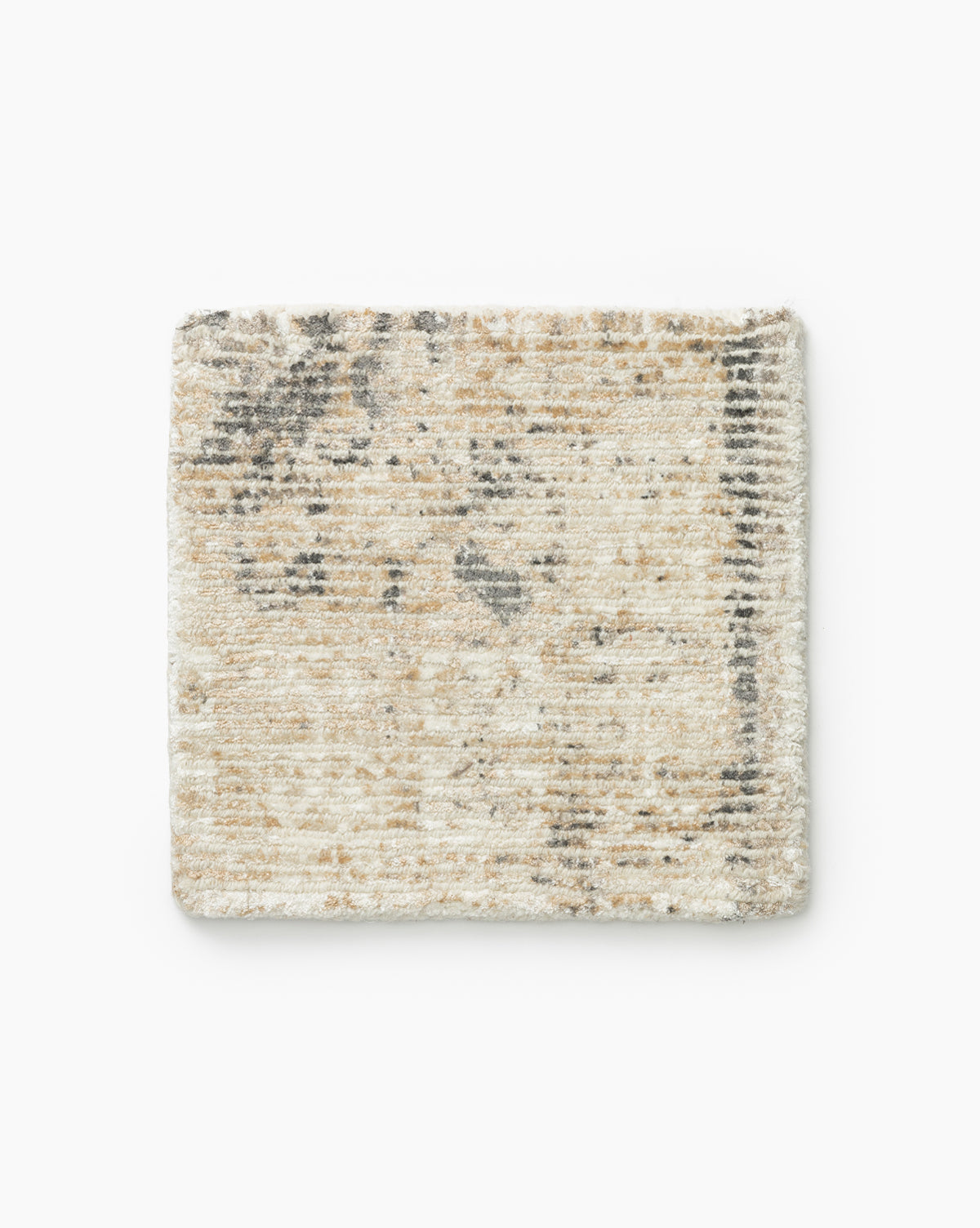 The Selena Hand-Tufted Rug Swatch is a rectangular, plush swatch in beige tones with soft texture, subtle gray and brown linear patterns, shown on a white background by McGee & Co.