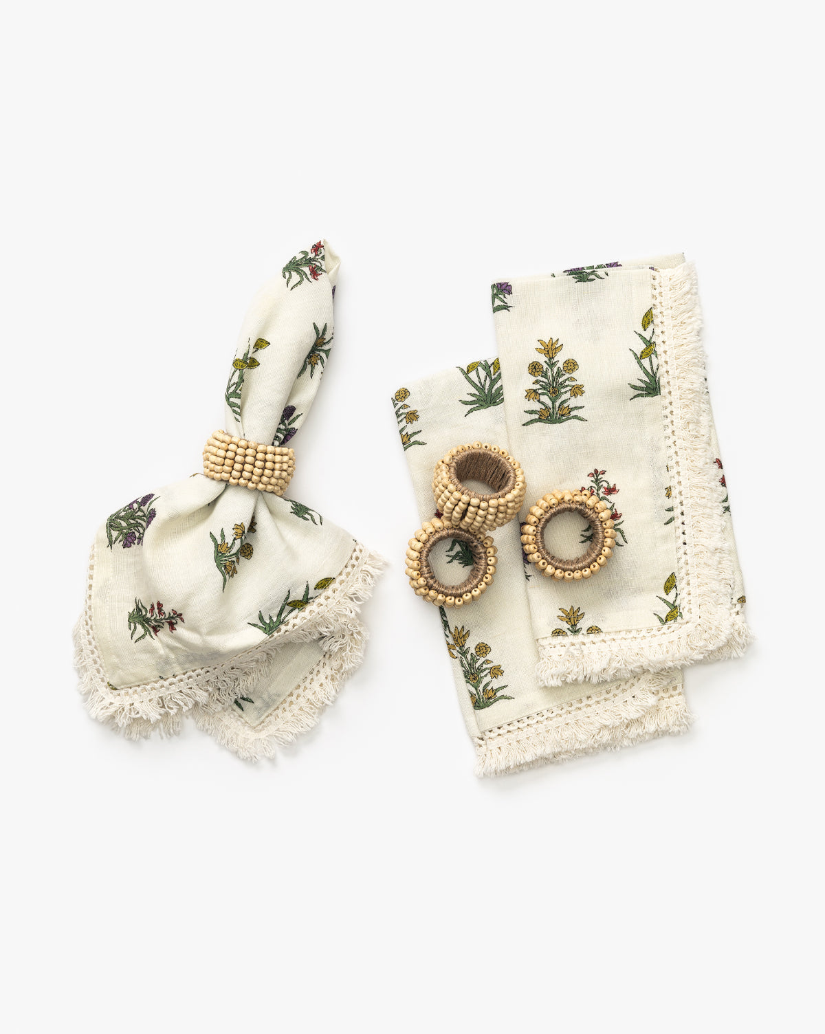 Mango Wood Bead Napkin Rings (Set of 4)