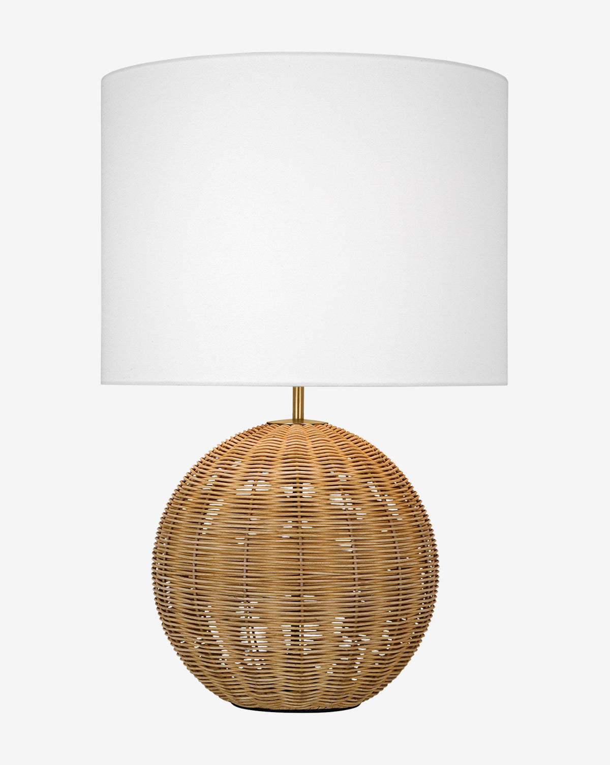 The Mari Table Lamp showcases a natural rattan base paired with a white linen shade, bringing organic elegance to any room, by McGee & Co.