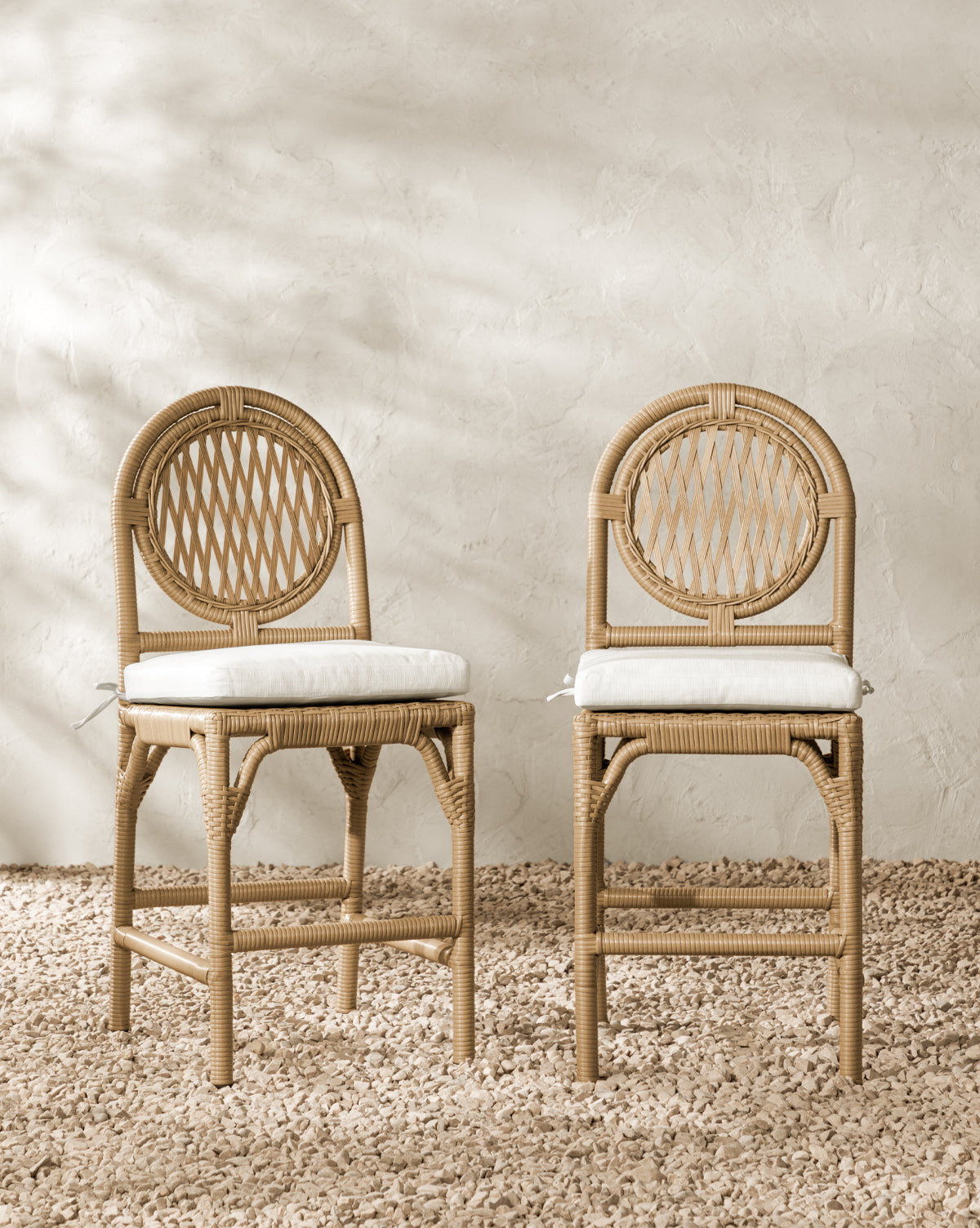 McGee & Co. wicker outdoor dining stool.