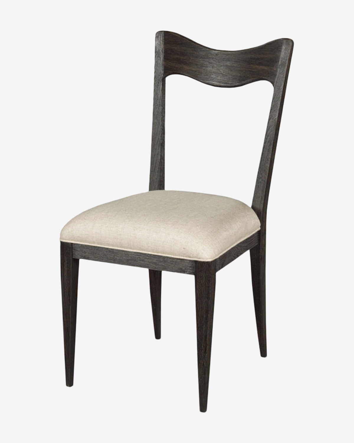 The Melody Dining Chair features a curved backrest, tapered legs, and a cushioned seat in performance linen upholstery, blending modern minimalism with lasting comfort by McGee & Co.