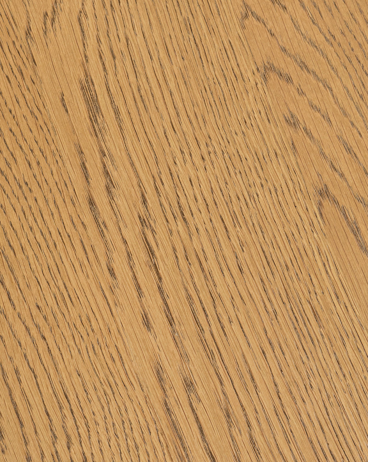 Close-up of the Newbold Coffee Table's wooden surface in a natural light brown, honey finish with smooth texture and visible wavy, diagonal oak grain patterns accented by darker lines, by McGee & Co.