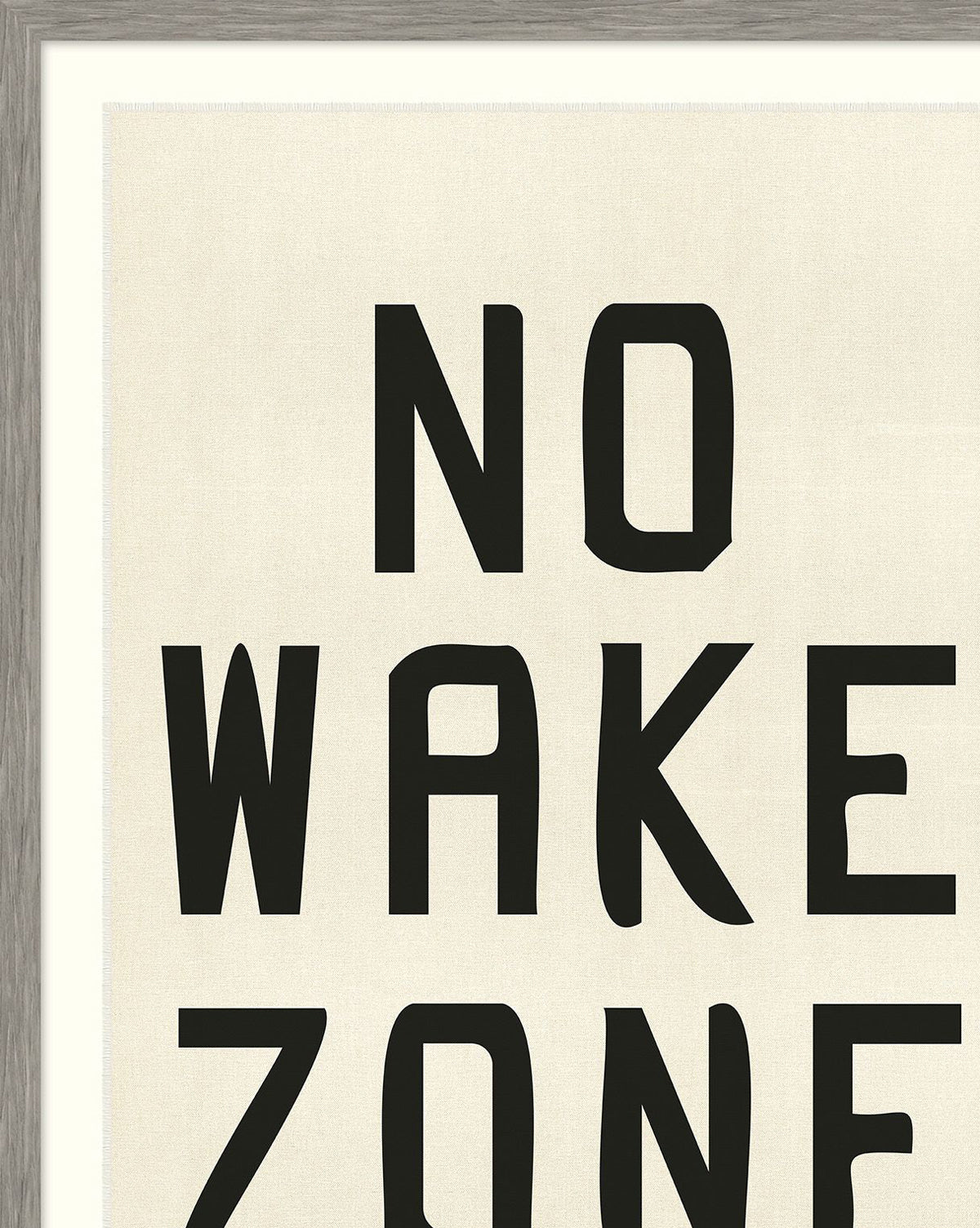 The No Wake Zone shadowbox-framed sign features bold black letters on a beige background, bringing classic style to any space.