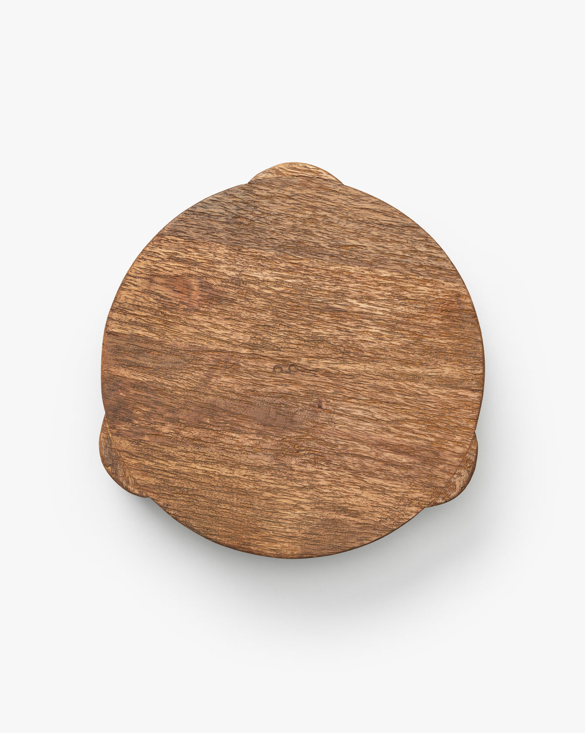 The Norfolk Wood Pedestal is a round mango wood cutting board with small side handles and a smooth surface, ideal for serving or as a food-safe pedestal, shown on a white background, by McGee & Co.