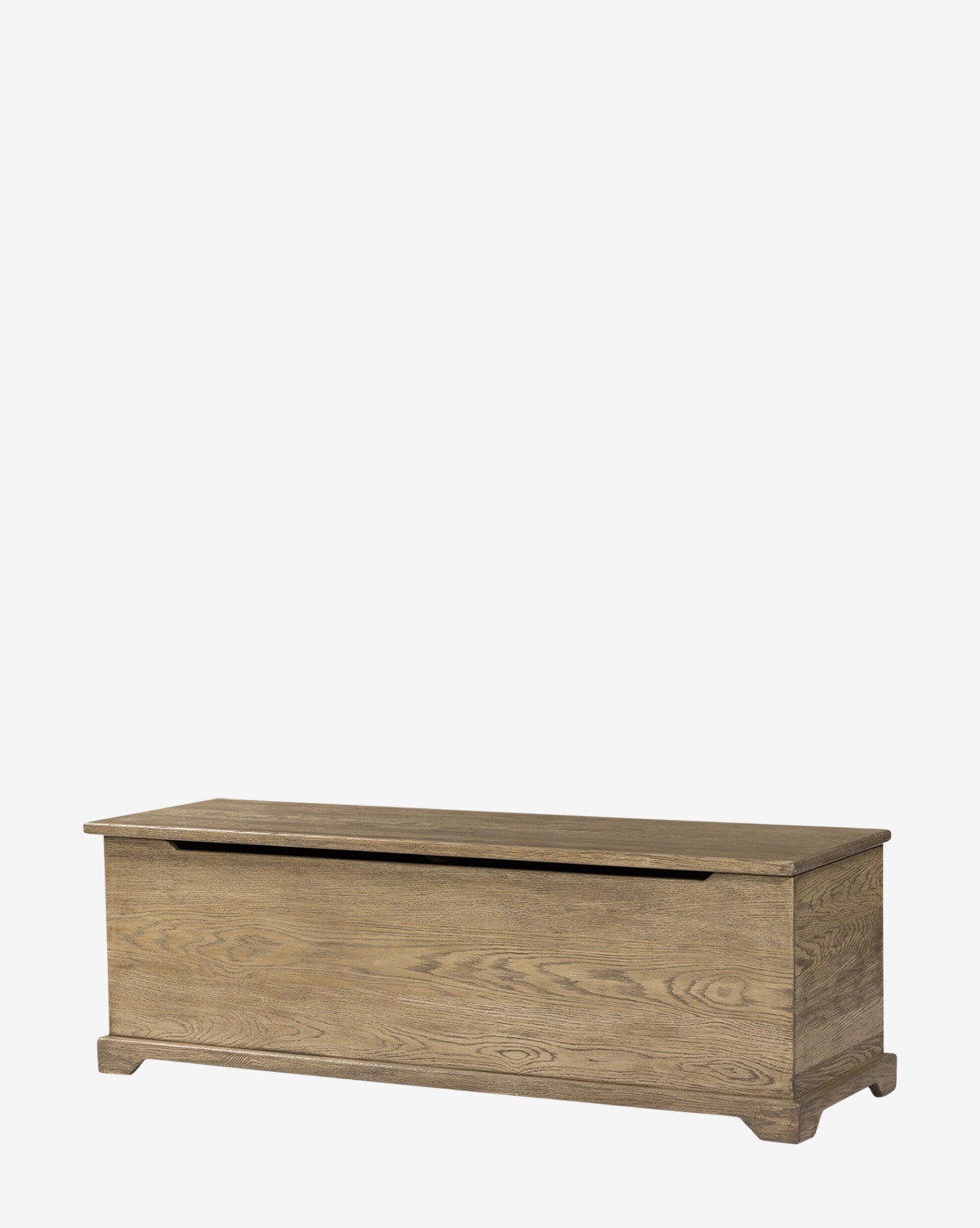 The Norman Bench by Four Hands is a rectangular entryway bench with a flat lid and simple base, crafted from light-colored wood with visible grain. This built-in storage bench is shown against a plain white background, blending seamlessly with contemporary spaces—available at McGee & Co.