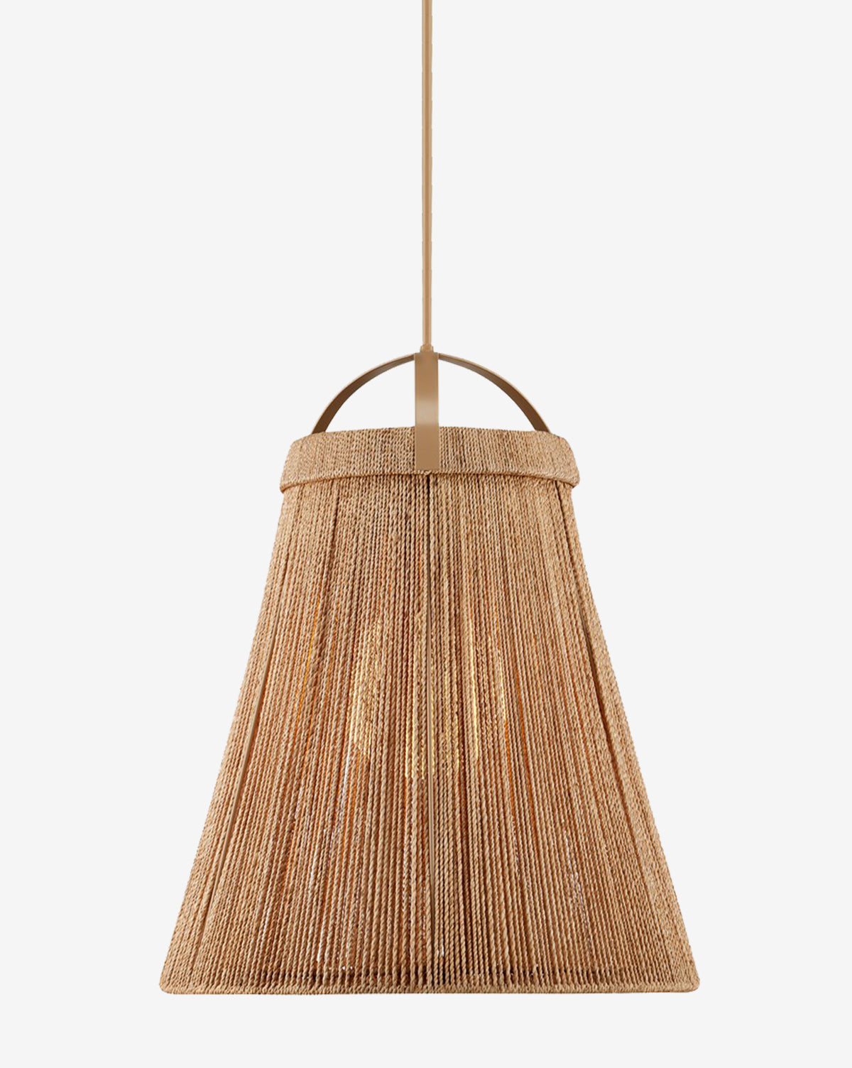 The Parnell Natural Pendant features a wide, conical shade crafted from woven natural fibers and hangs from a single cord, offering a modern lighting accent for any space, by McGee & Co.