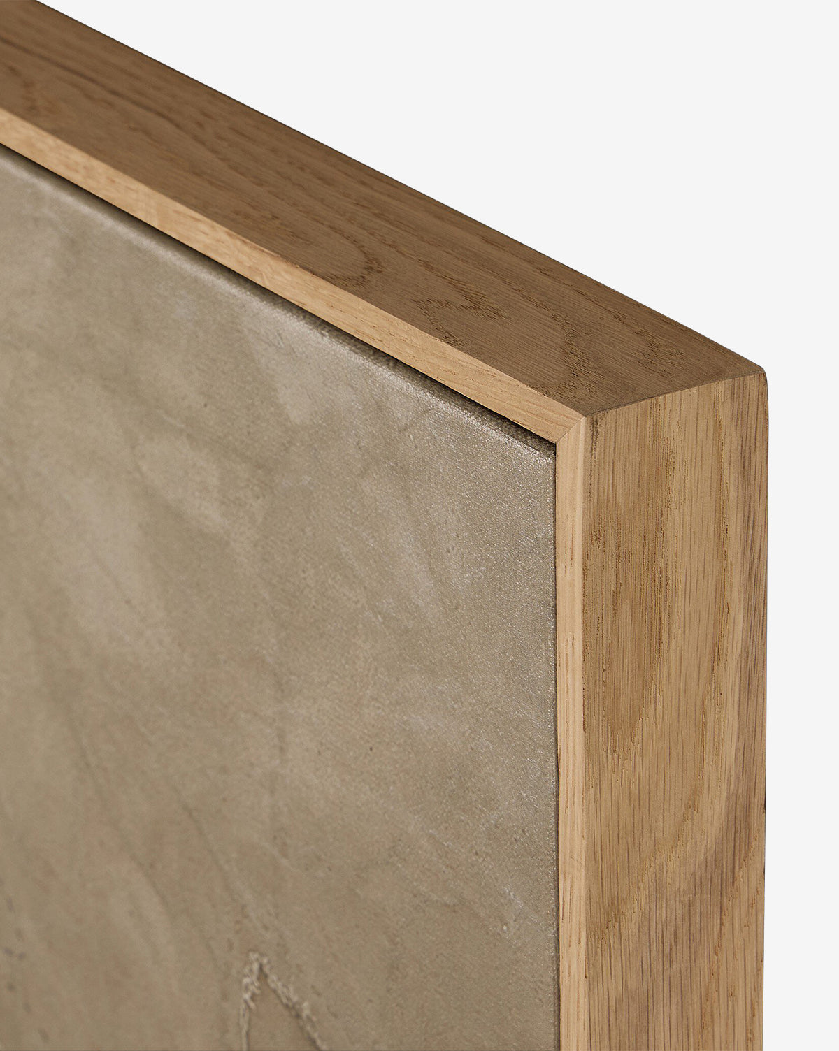 Close-up of Pinecorn III by Kimmy Quillin, highlighting a natural light wood frame and a textured beige surface in earthy tones, by McGee & Co.