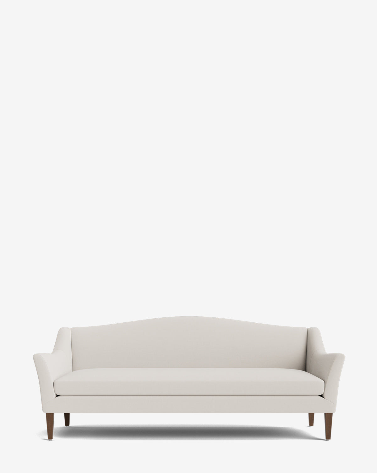 The Prudence Sofa 78 in light beige features angled armrests, wooden legs, and high-quality fabric upholstery, shown against a plain white background by McGee & Co.