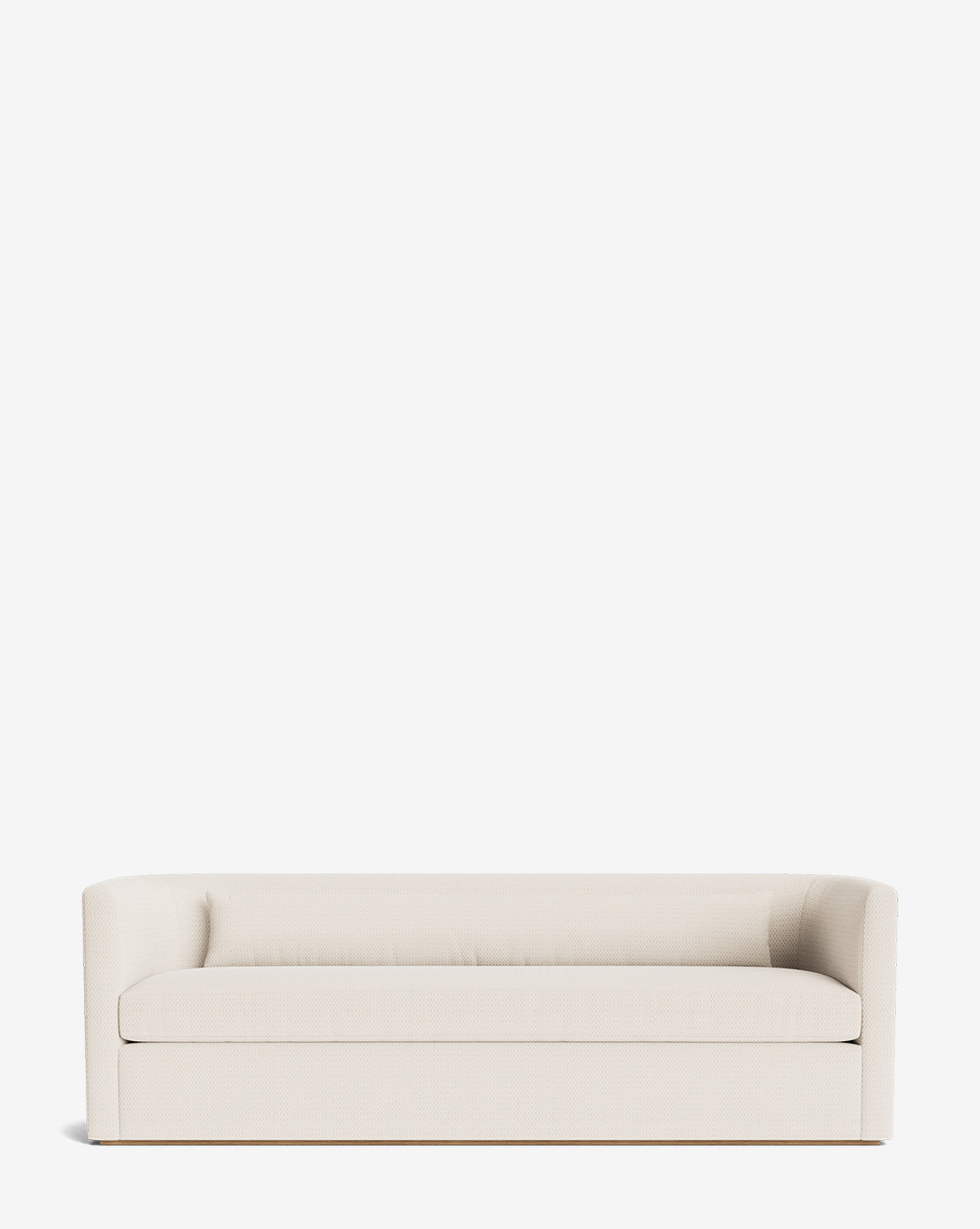 The Reese Sofa (84-96) features a modern, minimalist design with low arms, a straight back, handcrafted alder wood frames, and down-wrapped cushions for lasting durability and plush comfort, set against a plain white background by McGee & Co.