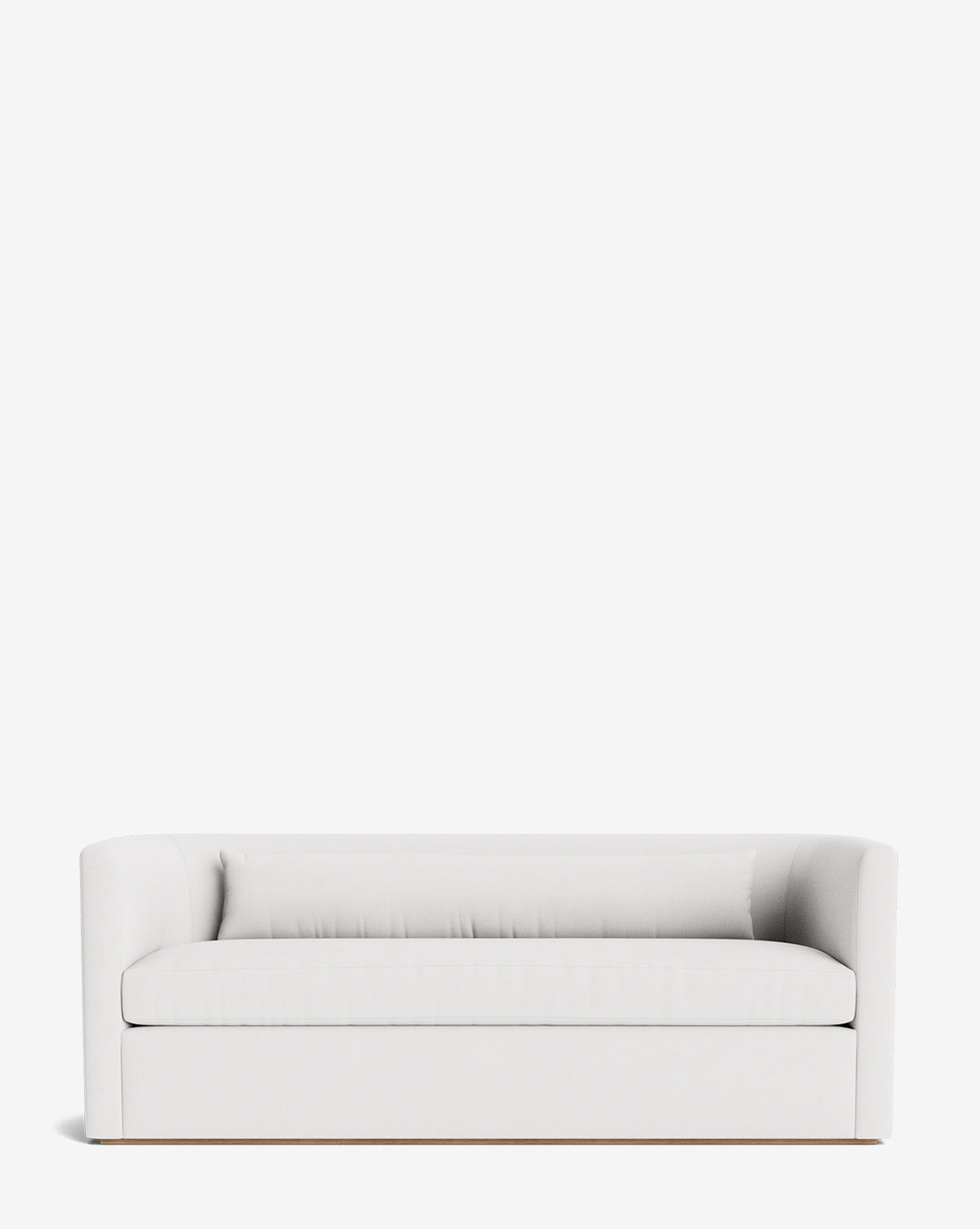The Reese Sofa (84-96) showcases a modern, minimalist design with low arms, a straight backrest, plush down-wrapped cushions, and a handcrafted alder wood frame, all set against a plain white background by McGee & Co.