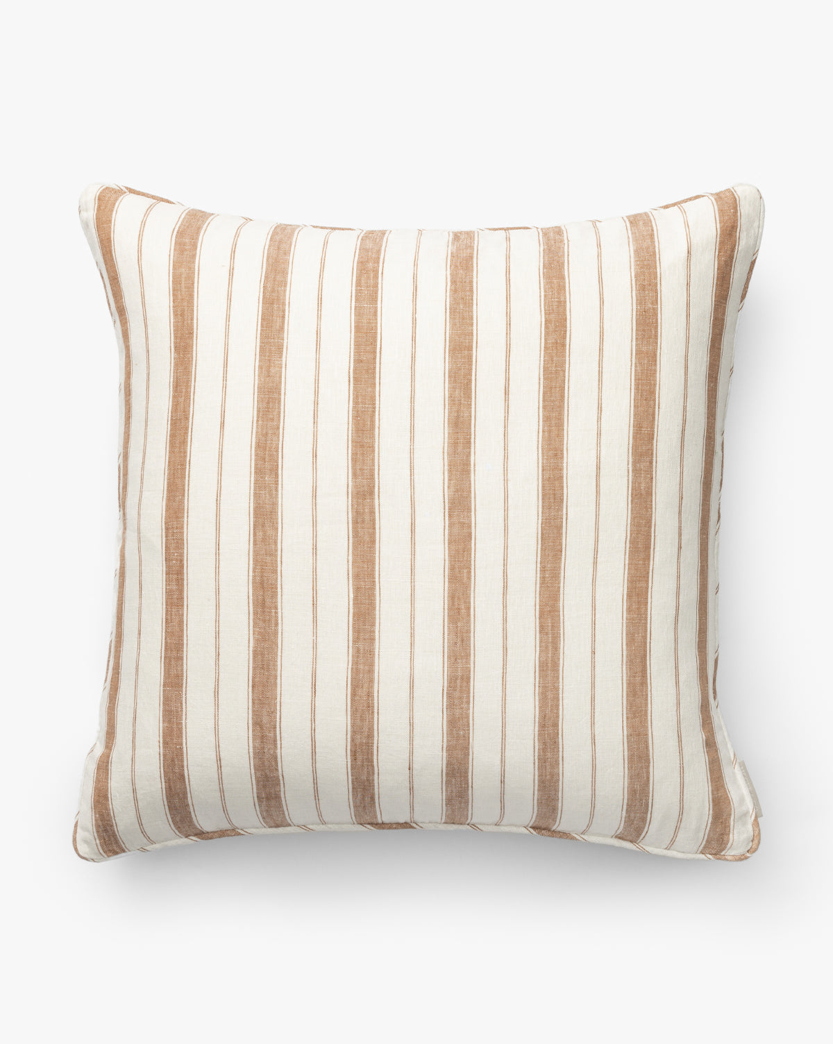The Rory Pillow Cover features a cream background with vertical light brown stripes, offering a stylish, decorative touch. Shown against a white backdrop by McGee & Co.