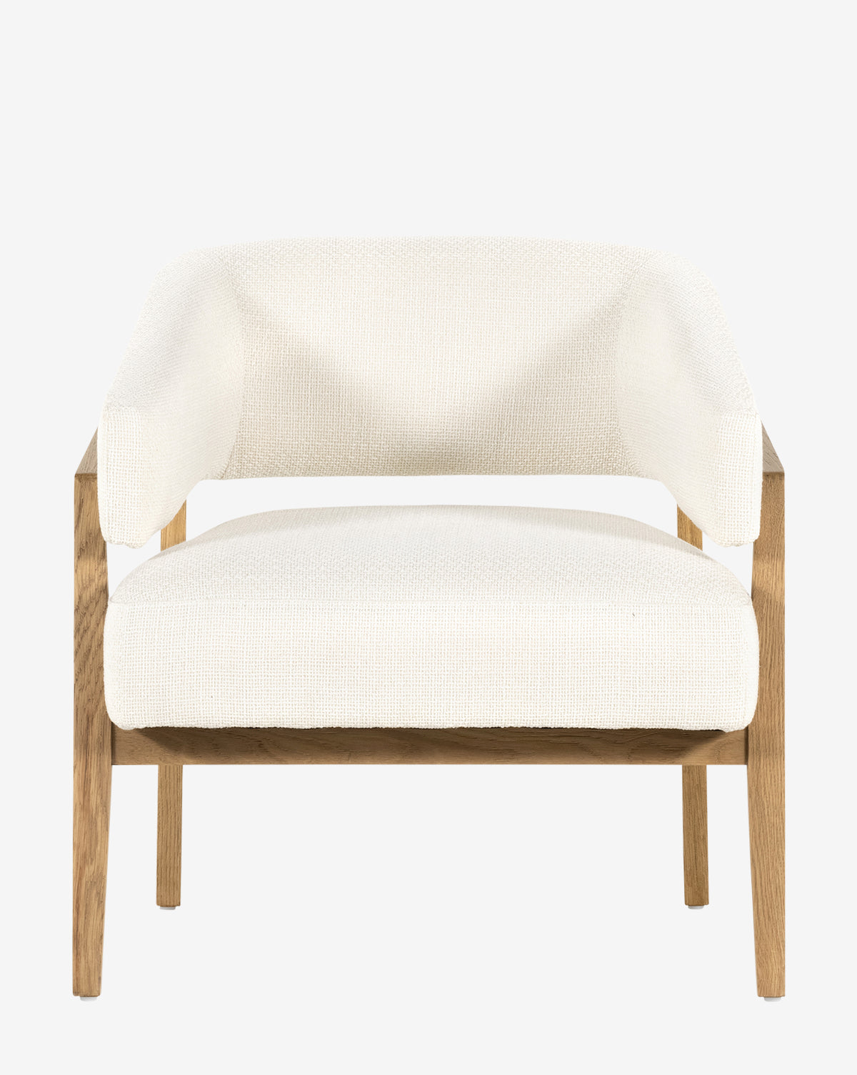 The Stanley Lounge Chair features a light wood frame and off-white upholstered seat and backrest, highlighting its modern design against a simple white background, by McGee & Co.
