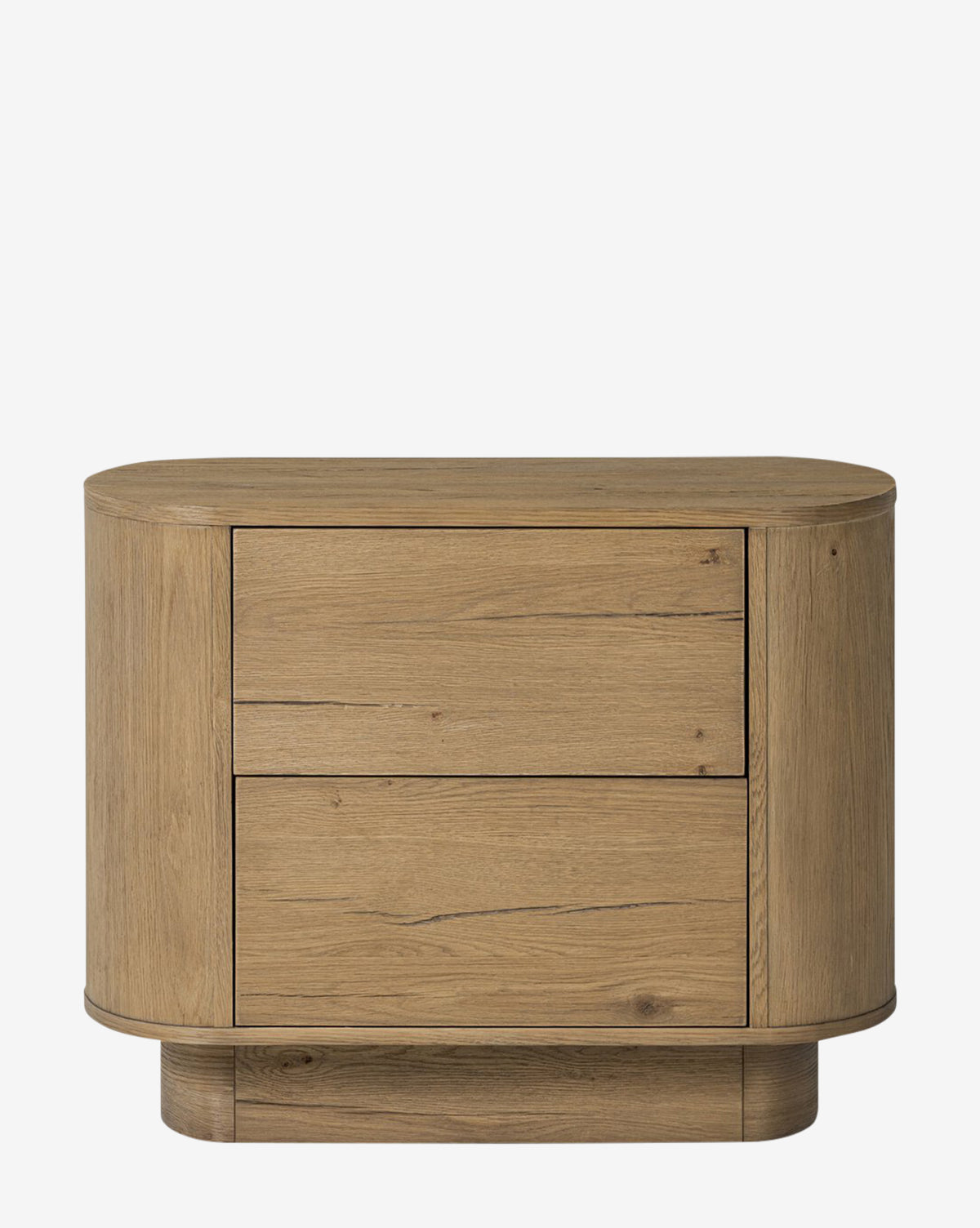 The Steffon Nightstand includes two drawers and a side cabinet, made from acacia wood with rounded edges—ideal for adding modern style to your bedroom, by McGee & Co.