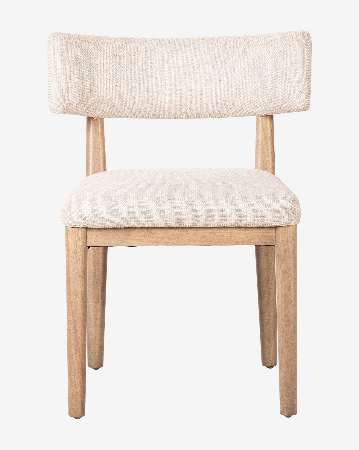The Swift Dining Chair features a modern design with a beige upholstered seat and backrest, complemented by light wood legs, by McGee & Co. Shown against a plain white background.