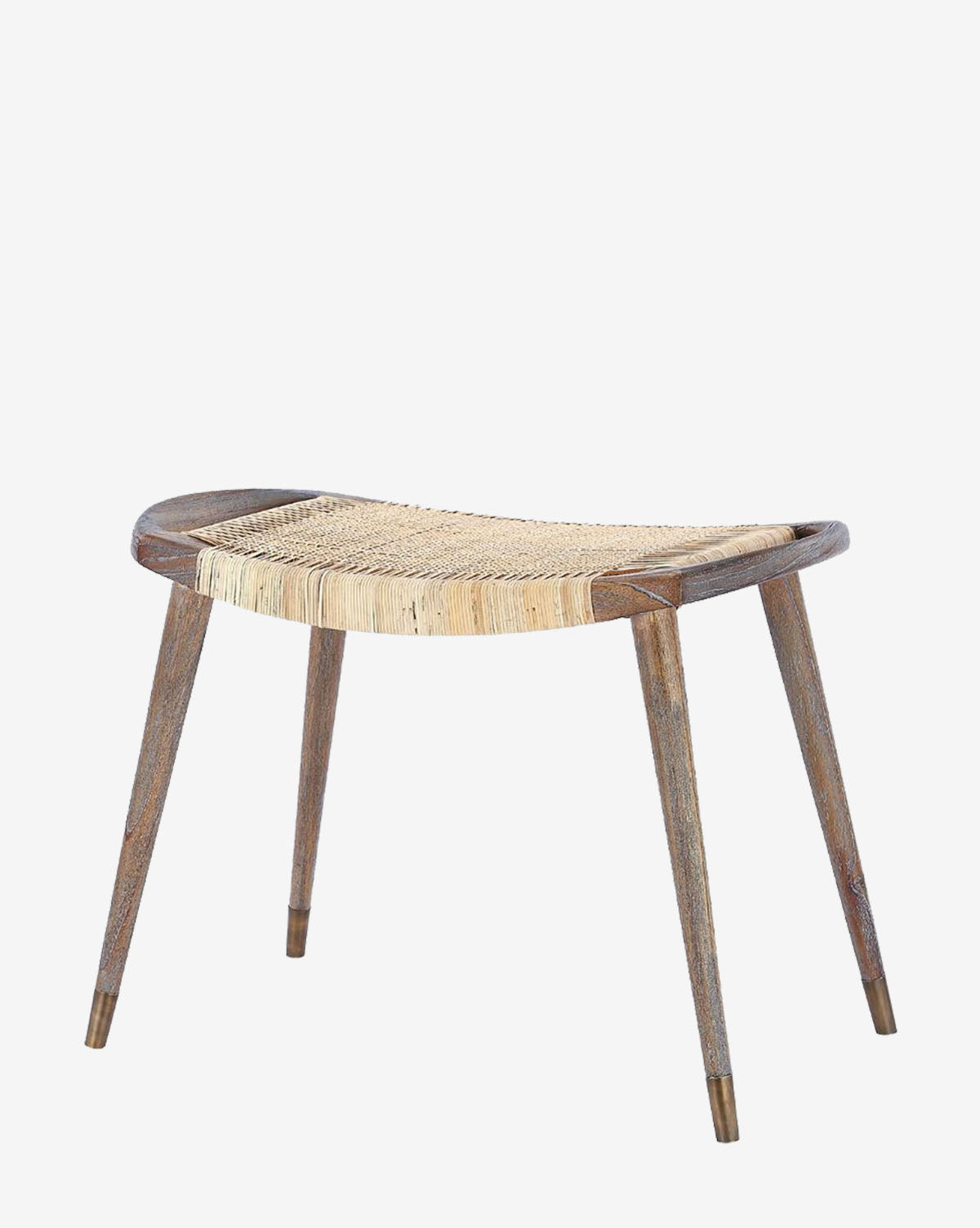 The Tallulah Stool by Villa & House, LLC features a mahogany frame with four angled legs and a curved, handwoven cane seat, displayed against a plain white background by McGee & Co.