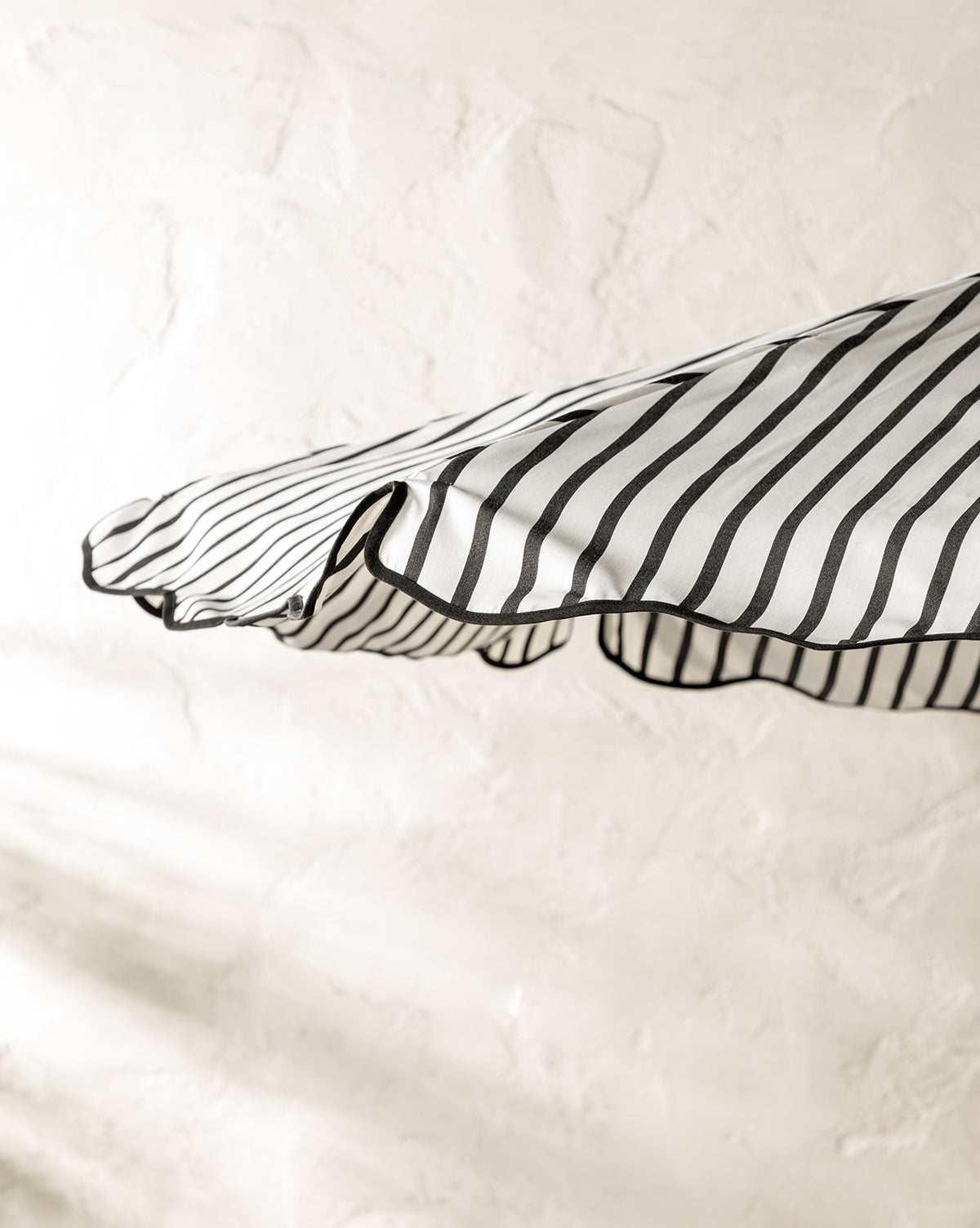 Umbrella canopy detail in black and white stripe from McGee & Co.