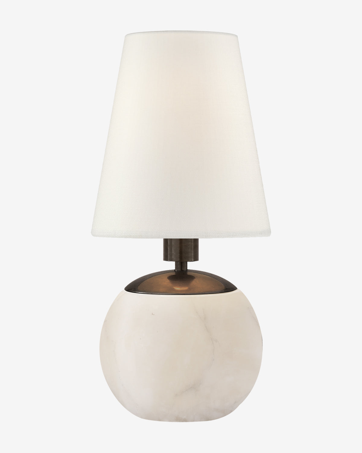 The Tiny Terri Accent Lamp features a round, marble-like white base and a natural paper shade, shown against a plain white background—an elegant accent for any space, by McGee & Co.