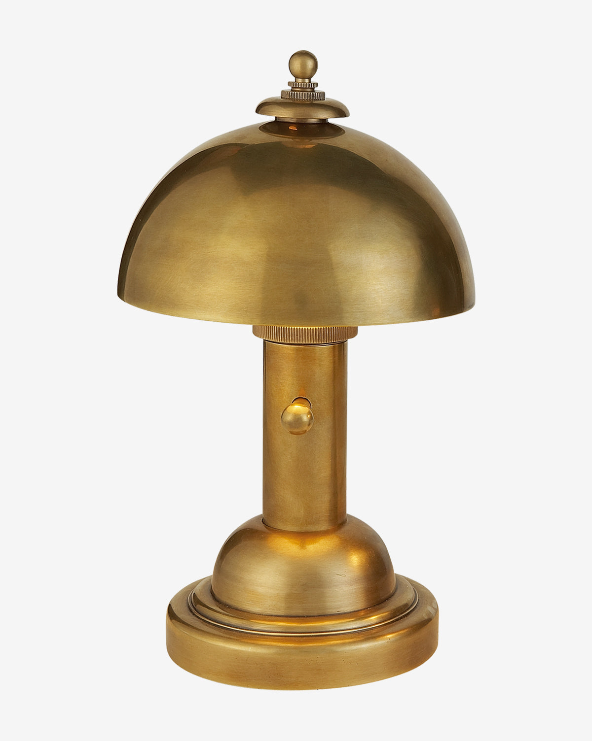 The Totie Task Lamp features a vintage-inspired dome shade, cylindrical base, and round on-off switch on its stem. Its modern industrial design makes it the perfect addition to any workspace. Shown here against a plain white background by McGee & Co.