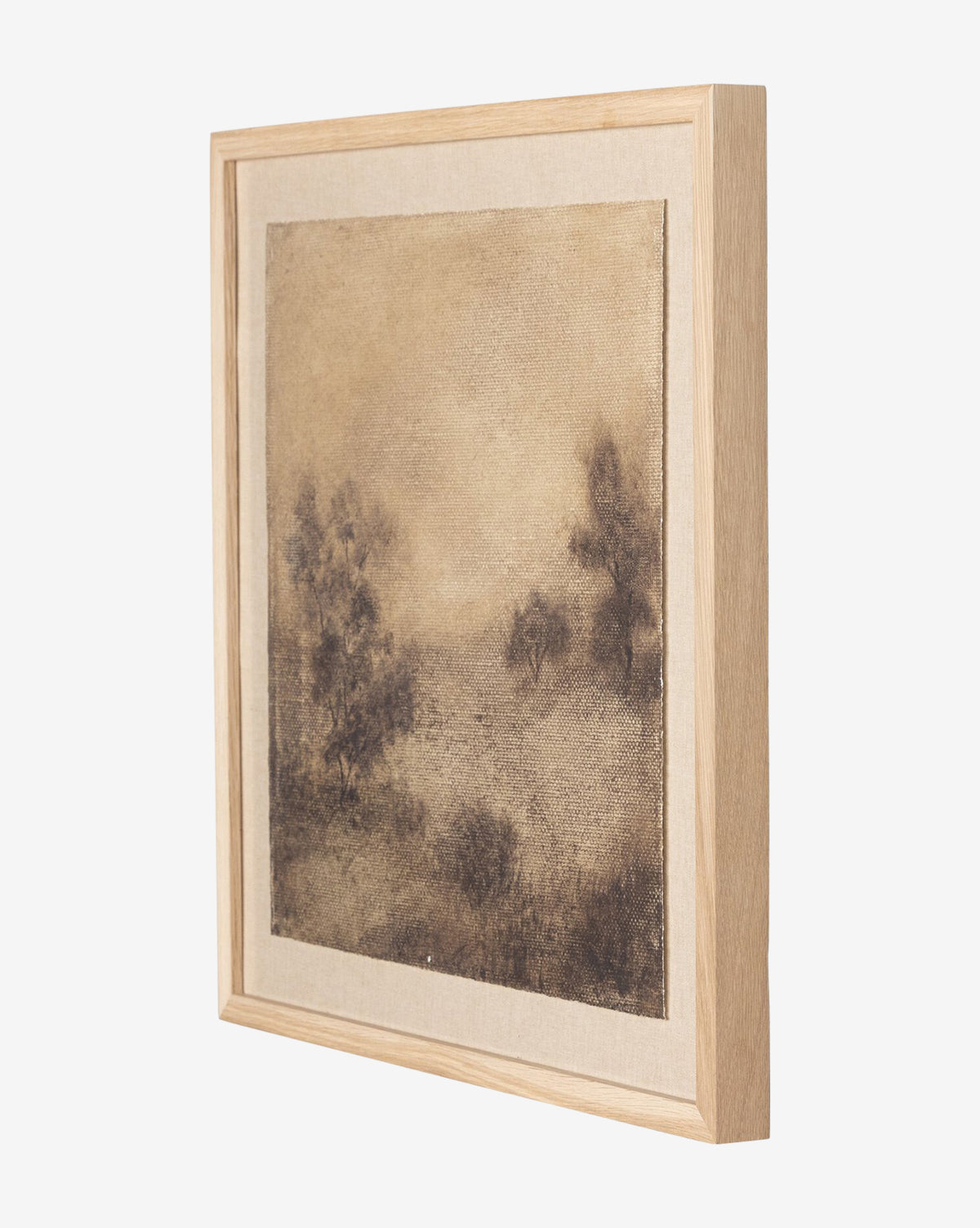 Viewpoint I by Aileen Fitzgerald is a museum-quality, sepia-toned vintage landscape with faint trees, set in a neutral mat and light wood frame against a white background.