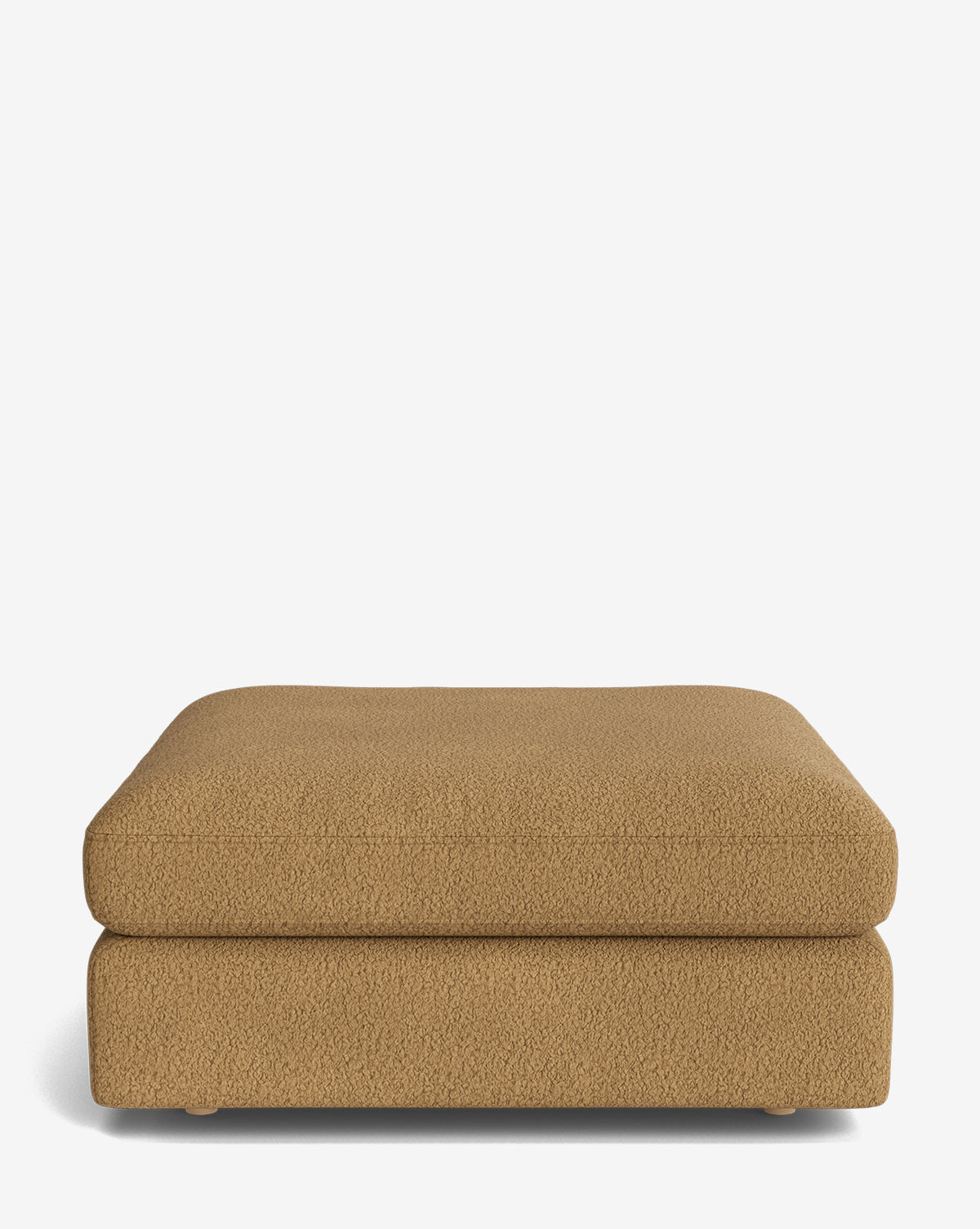 The Vivienne Modular Ottoman is a rectangular, low-profile piece with textured light brown fabric upholstery, modern lines, and no visible legs or decorative details, shown against a plain white background by McGee & Co.