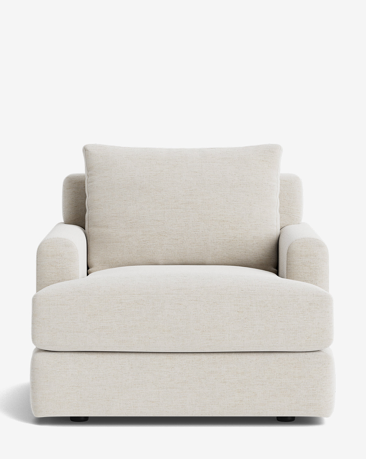 The Winthrop Lounge Chair is a spacious, plush off-white chair with wide armrests and thick cushioned seat and backrest, shown against a plain white background by McGee & Co.