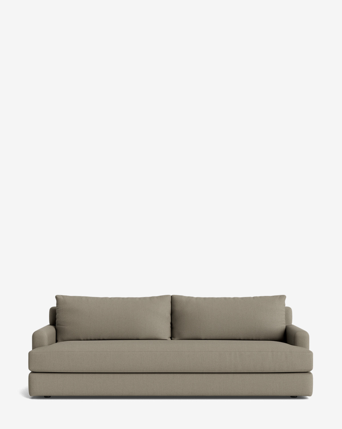 A modern Winthrop Sofa 90 in light brown, featuring clean lines with two seat and two back cushions, is displayed against a plain white background, by McGee & Co.