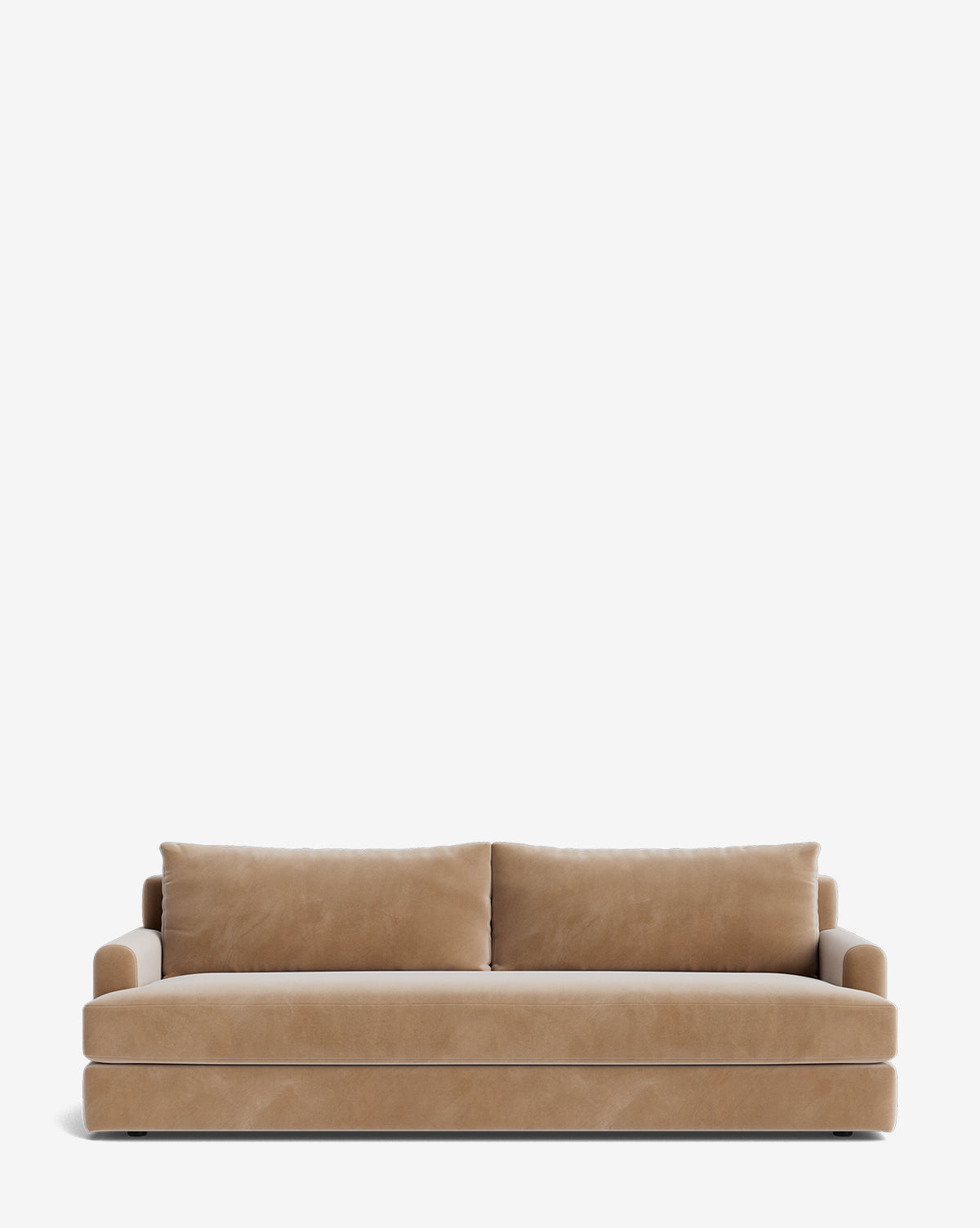 The Winthrop Sofa 90 is a modern made-to-order piece with two seat cushions, large back pillows, and clean minimalist lines, shown against a plain white background, by McGee & Co.