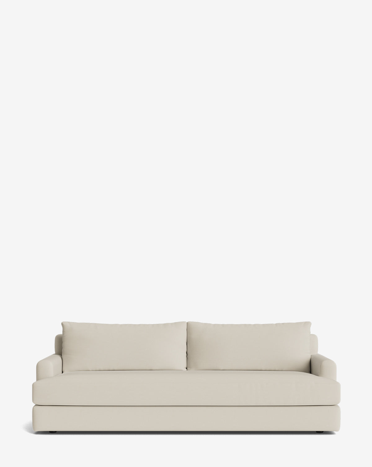 The Winthrop Sofa 90 is a modern, light beige sofa featuring two seat cushions and backrest pillows, shown against a plain white background, by McGee & Co.