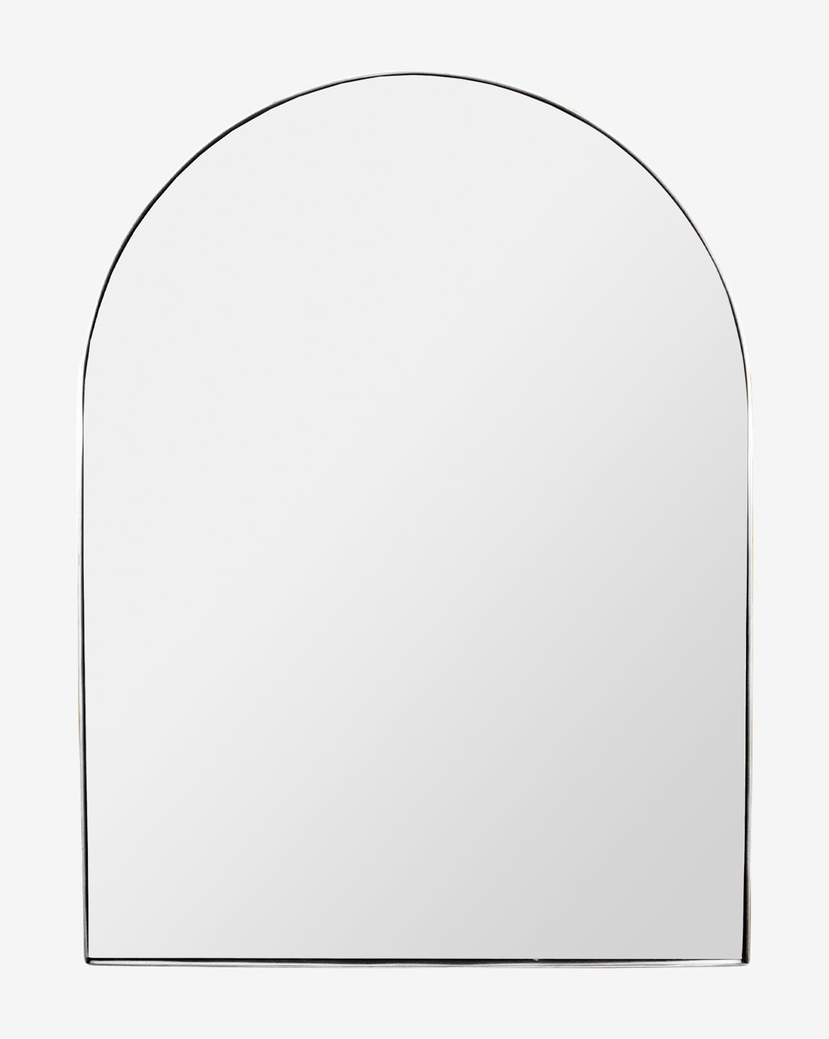 The Wylie Arched Mirror features a large, frameless arched design with shatterproof glass and minimalist style, shown against a plain white background, by McGee & Co.