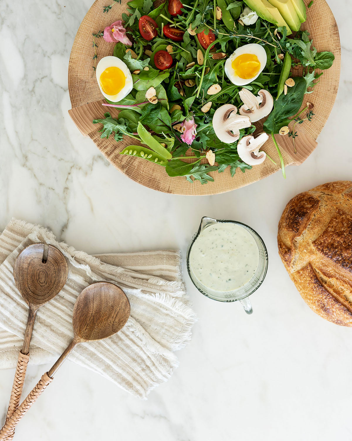 Leather Woven Handle Salad Servers
