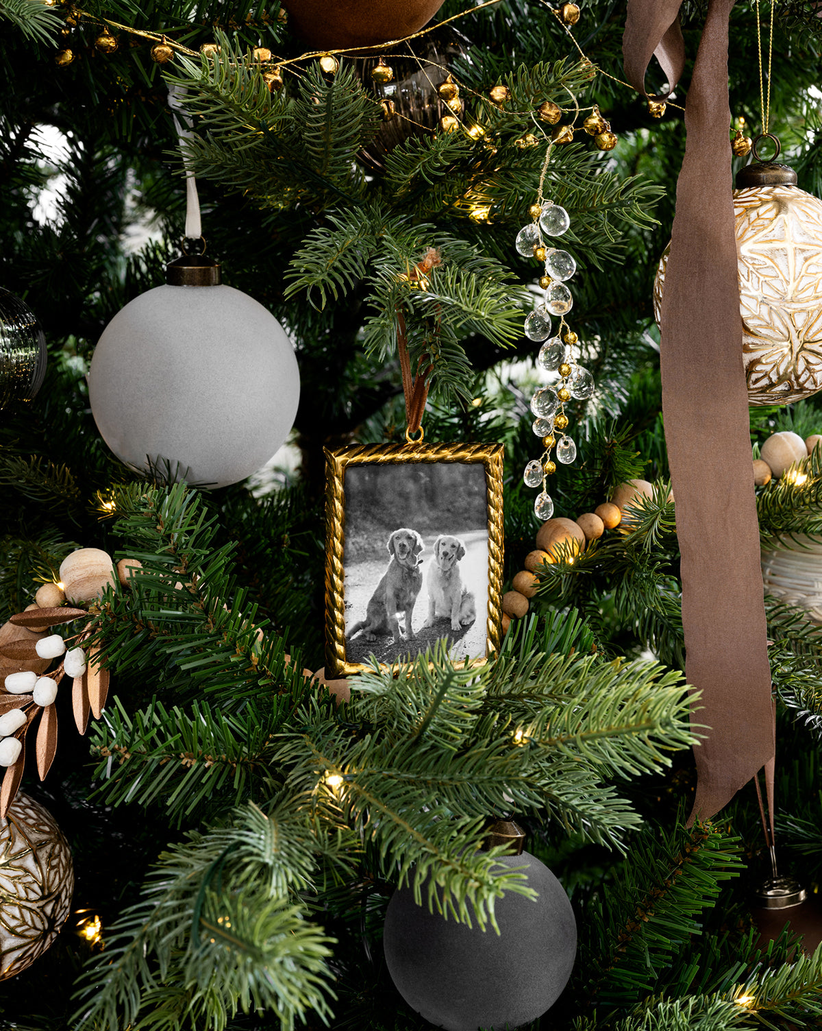 4" Assorted Flocked Baubles (Set of 4)