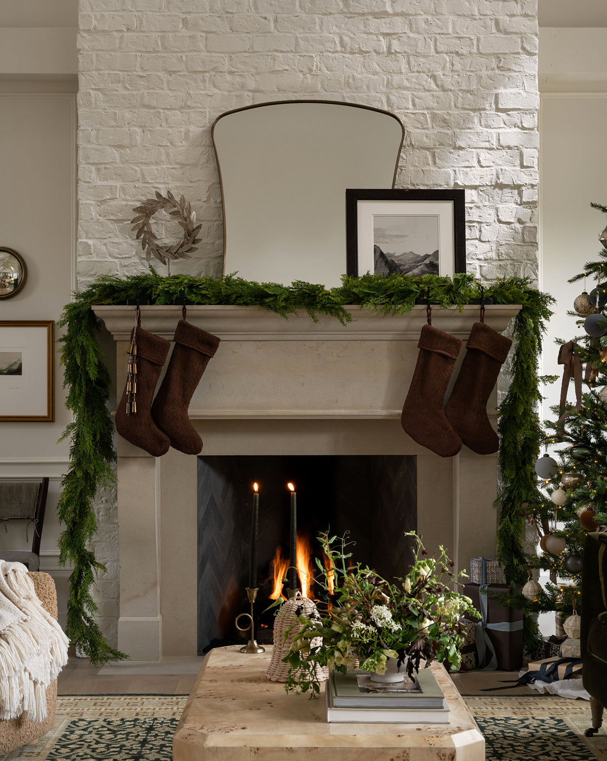 6' Faux Winter Evergreen Garland