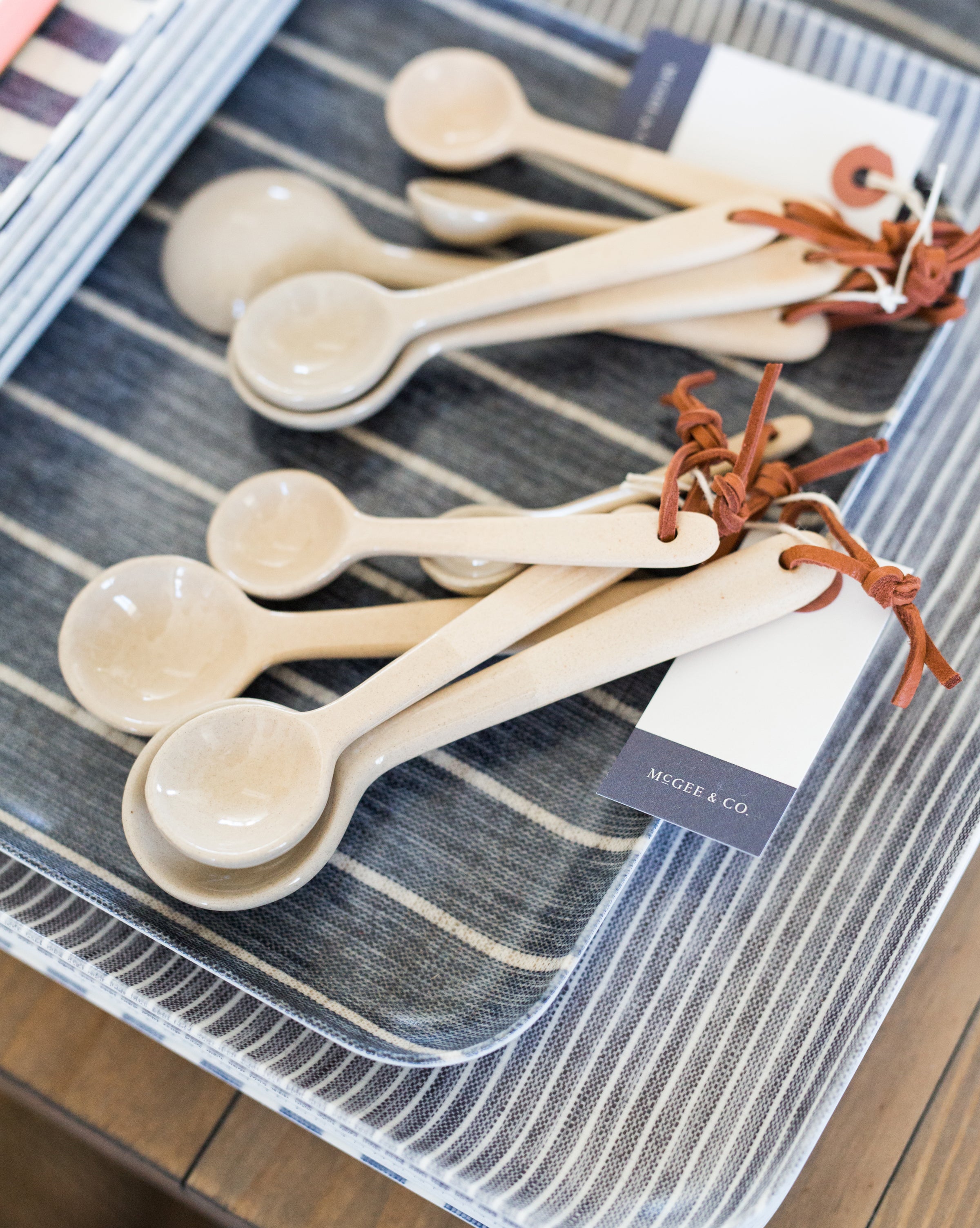 Wide Stripe Linen Tray