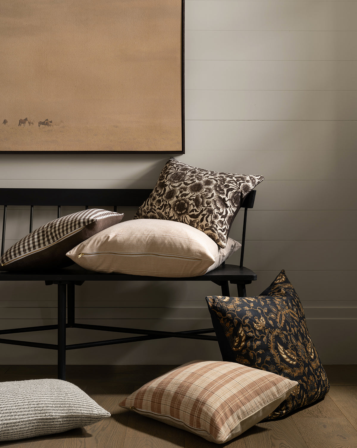 Vintage Textured Black & White Pillow Cover