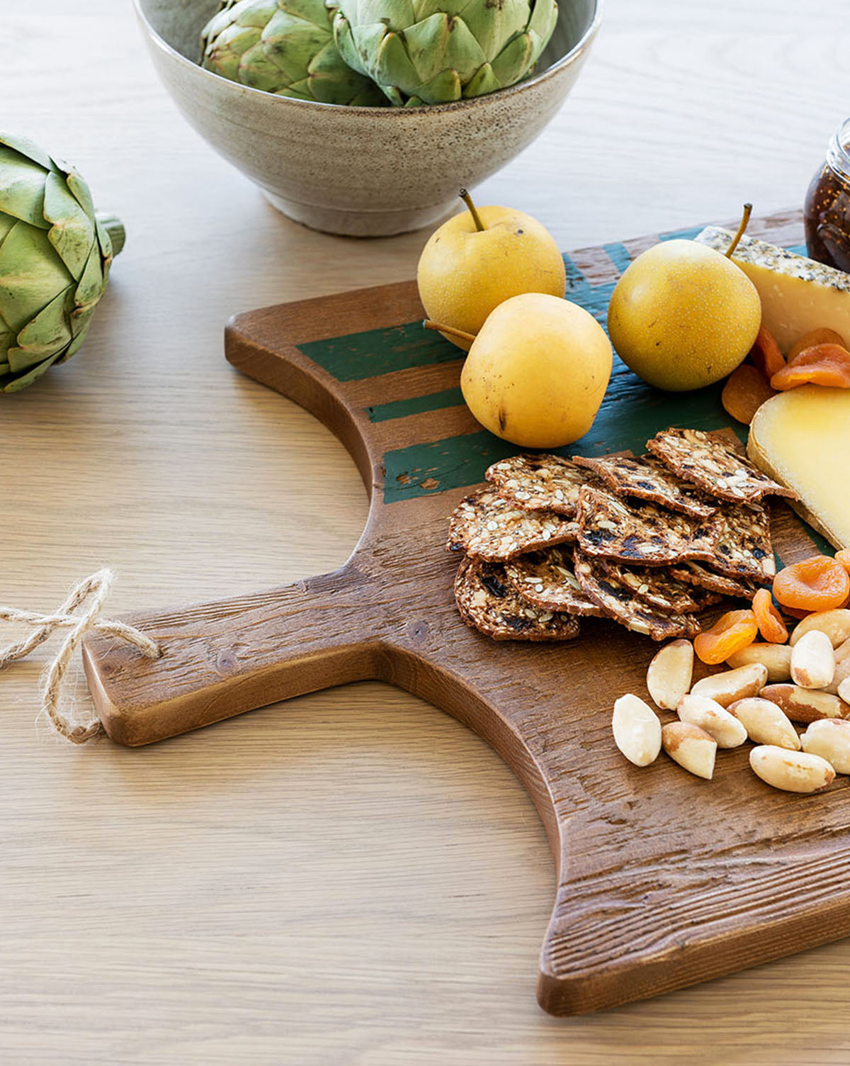 Green Plaid Charcuterie Board