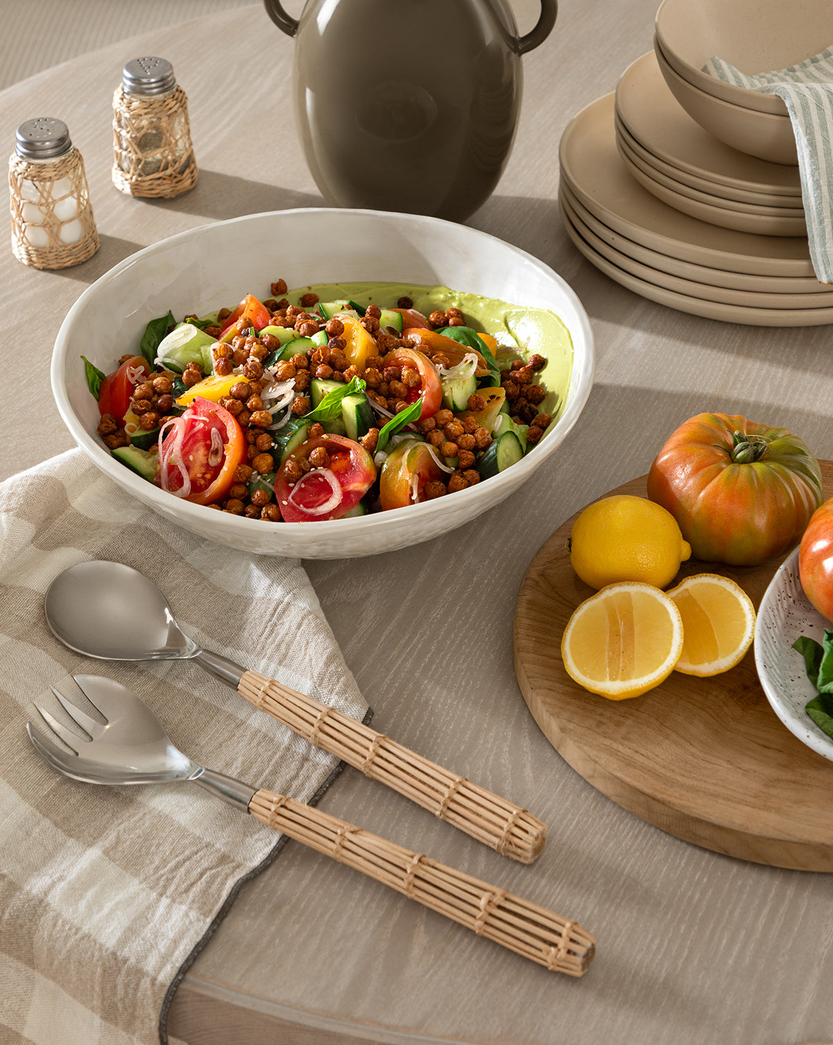 Rattan Salad Servers