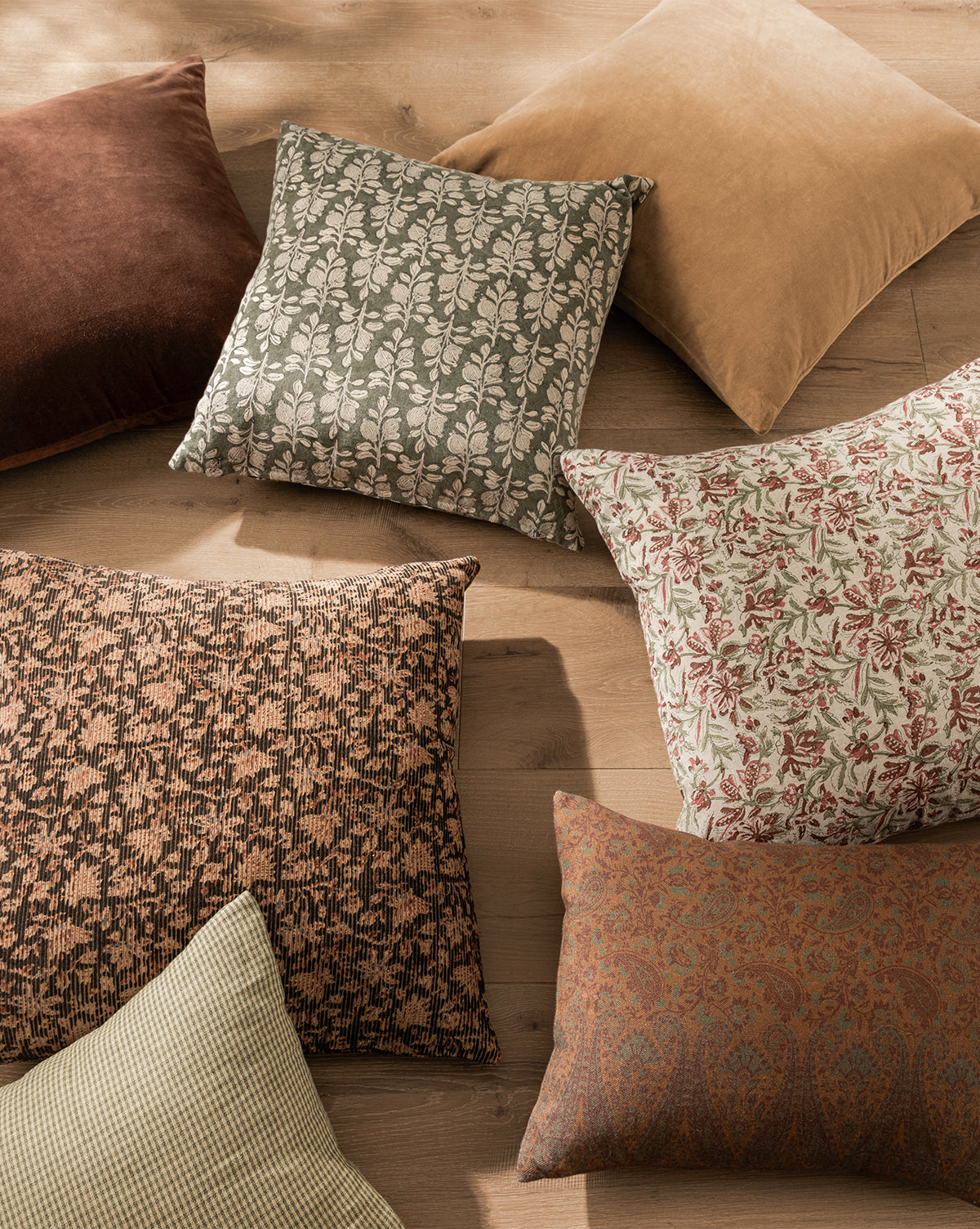 Isolde Velvet Block Print Pillow Cover