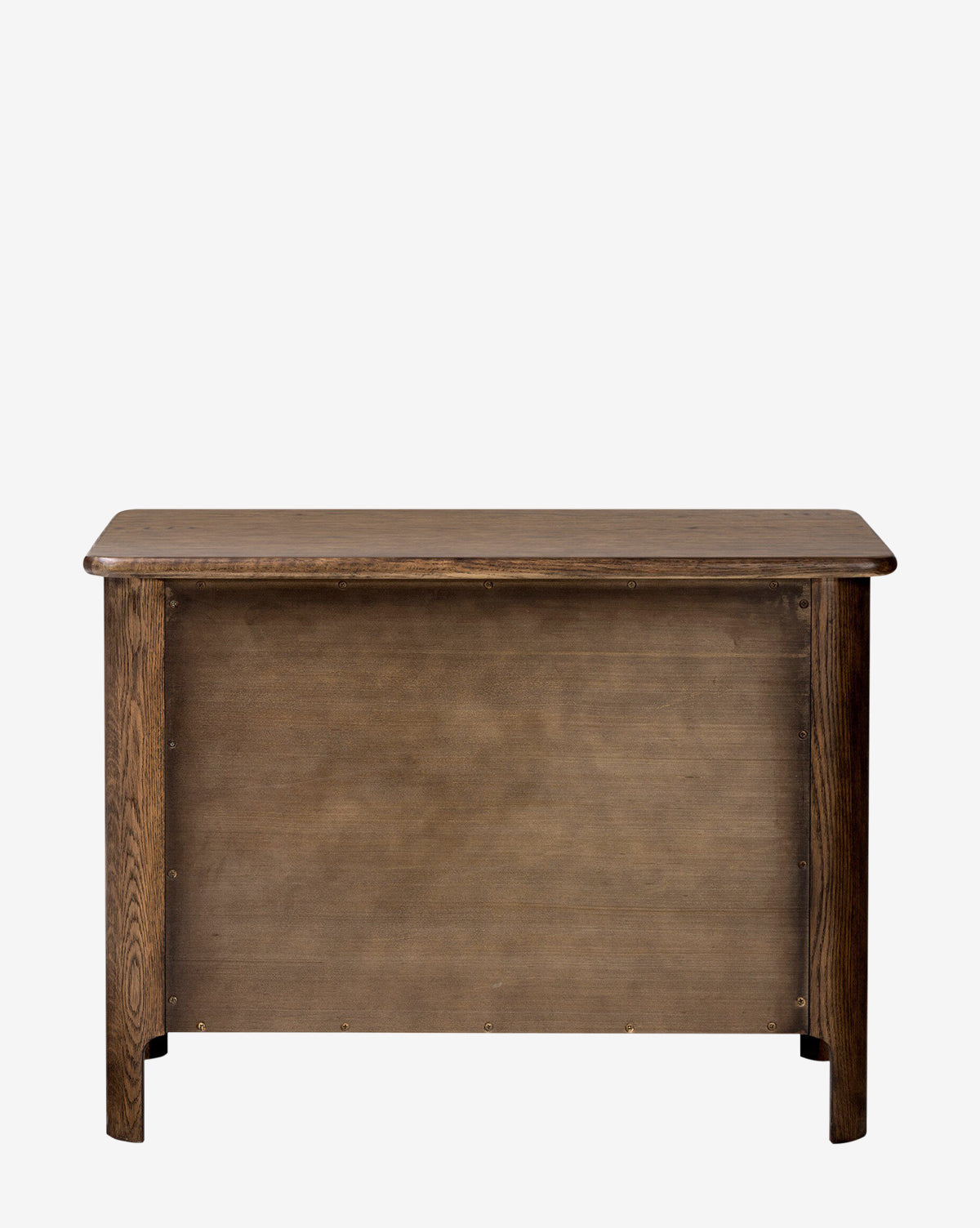The Aeris Nightstand features a simple design with a flat rectangular top, straight legs, a solid back panel, and a dark brown finish—ideal for bedroom organization or as extra storage beside your bed, by McGee & Co.