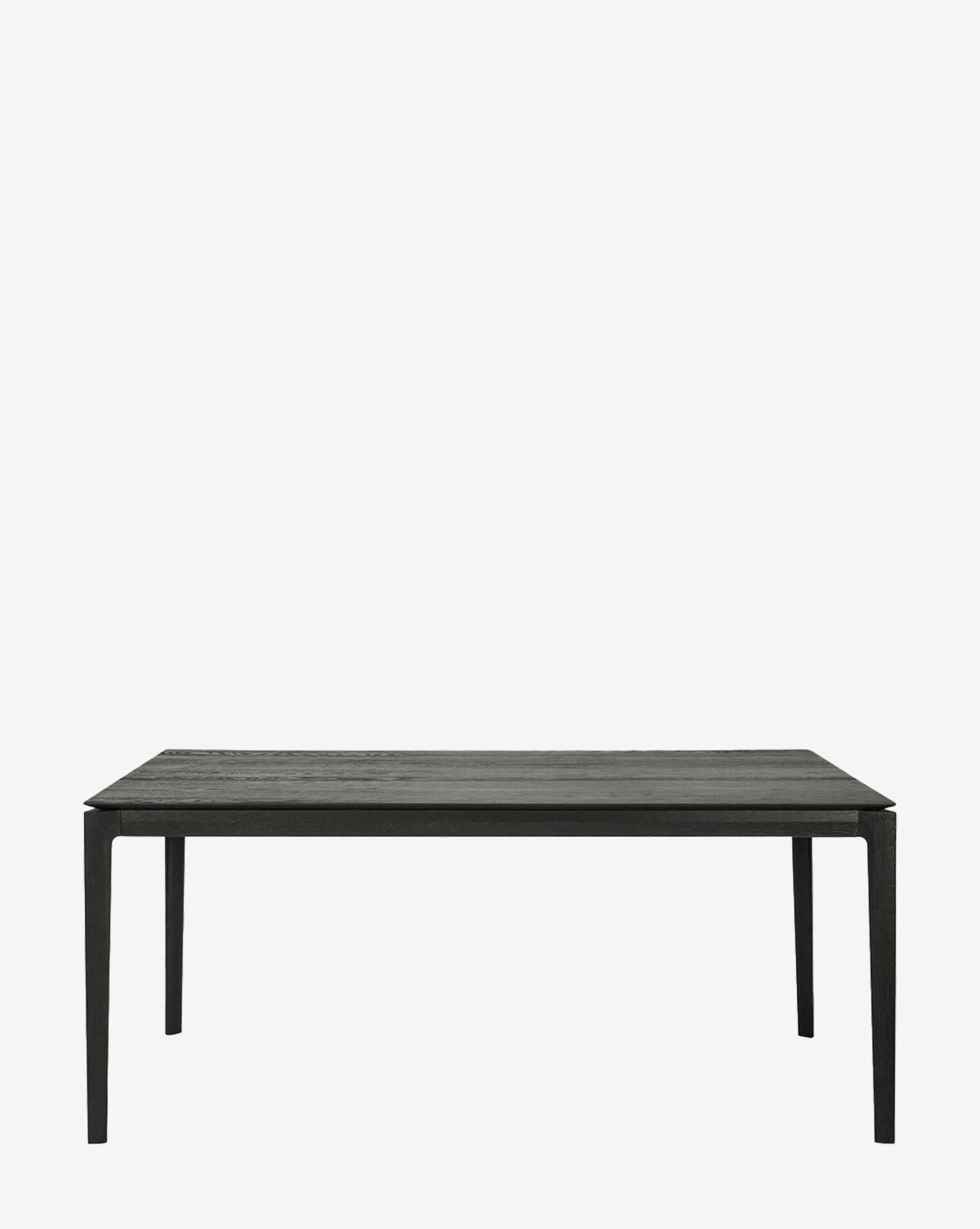 The Alec Dining Table offers a sleek, modern rectangular black design with four sturdy legs, showcased against a plain white backdrop—ideal for any dining room, by McGee & Co.