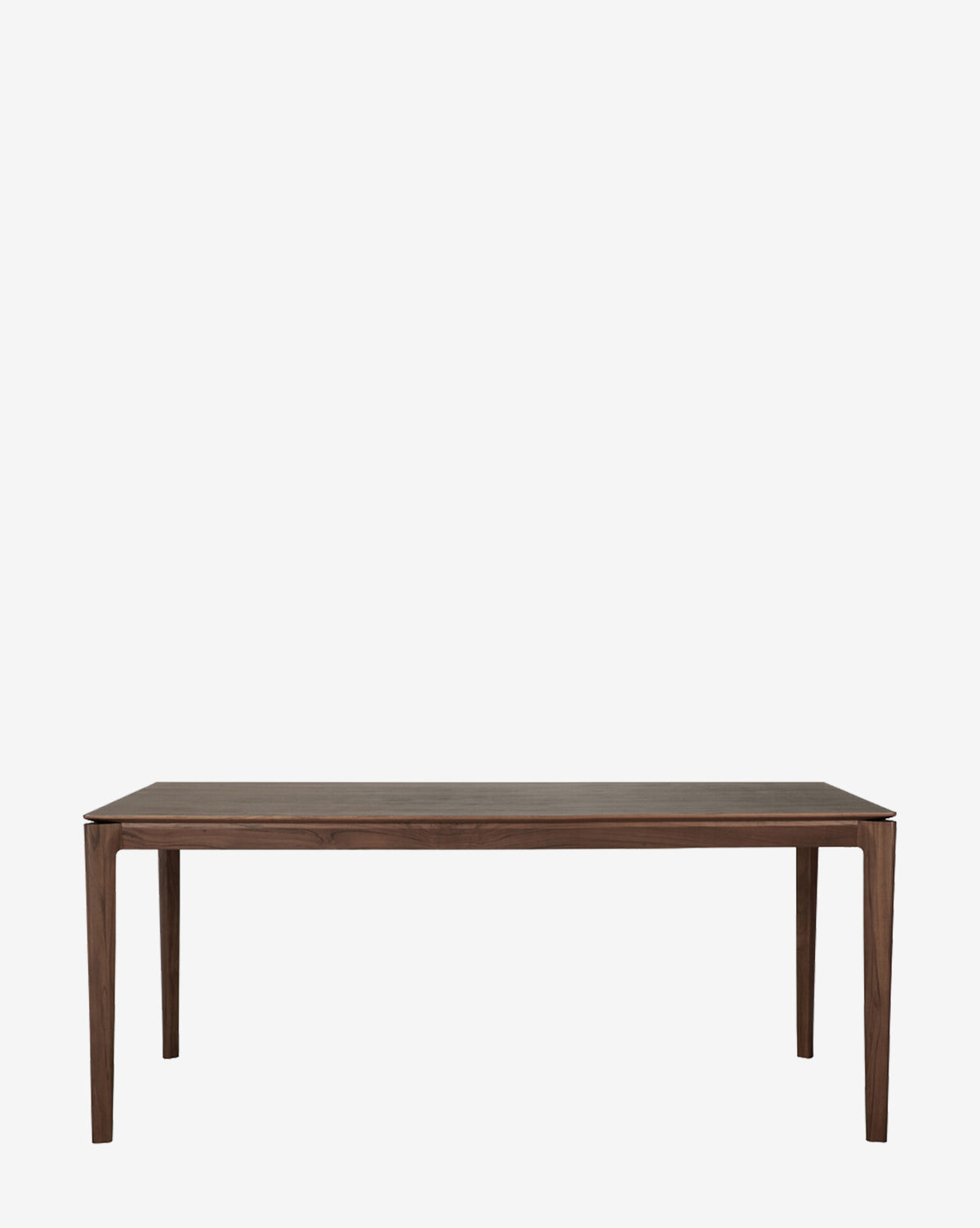 The Alec Dining Table features a sturdy rectangular wood build with four straight legs and a dark brown finish, blending simple, modern style for any dining room. Shown against a plain white background by McGee & Co.