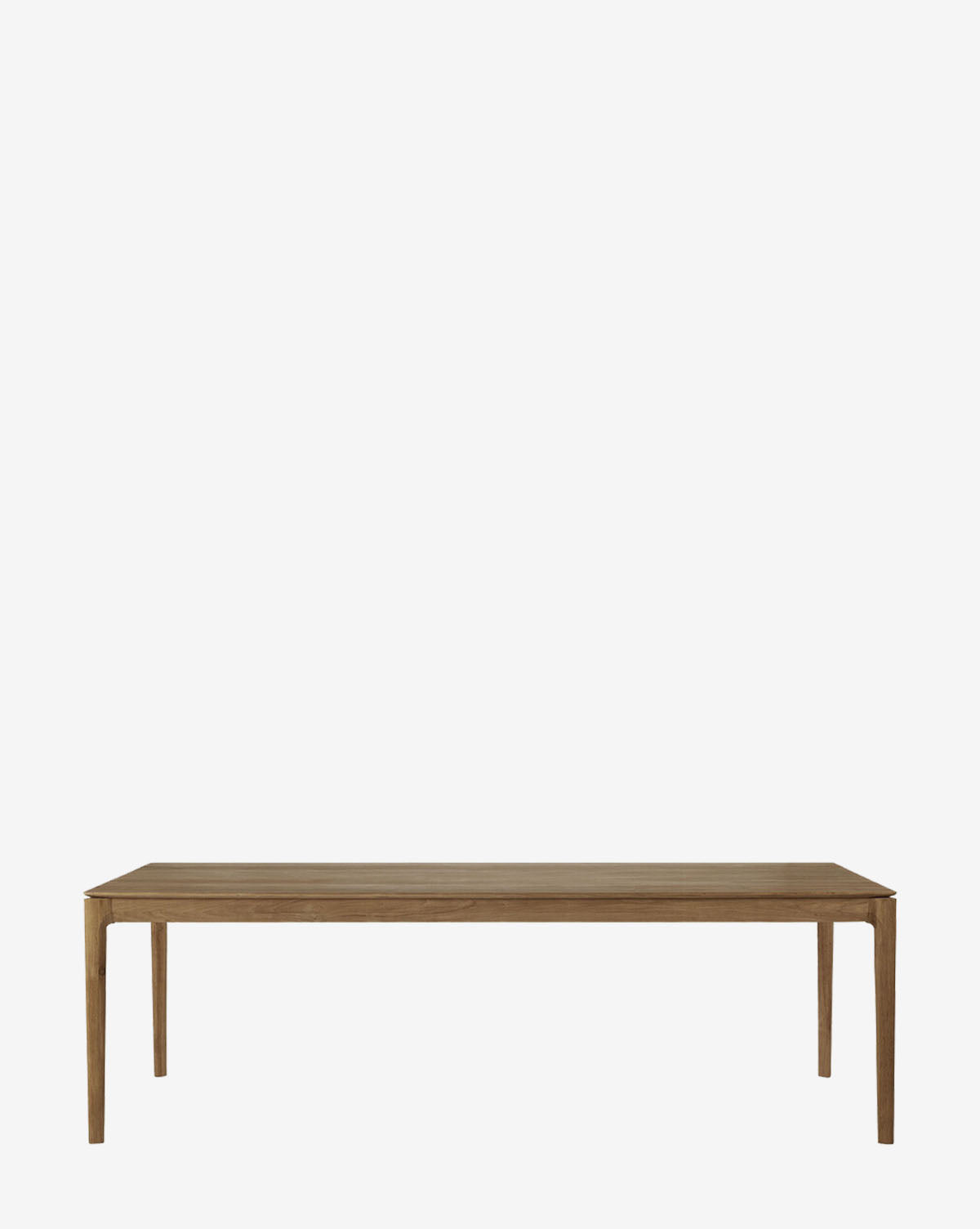 The Alec Dining Table showcases a minimalist rectangular design with four straight legs, sturdy build, and smooth edges. Its natural wood finish complements any dining room décor, as seen against a plain white background, by McGee & Co.