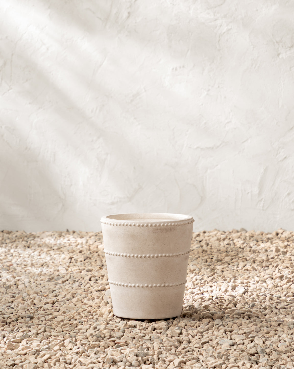 Large Allston Planter with aged terracotta texture, in distressed white, from McGee & Co.
