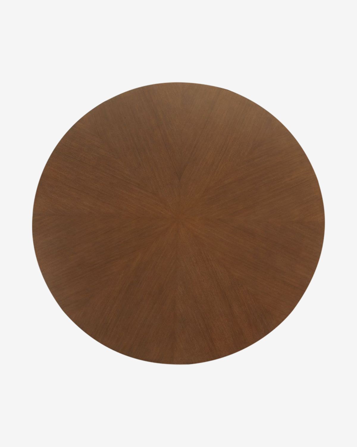 The Ashford Dining Table features a round oak veneer top with a smooth finish and subtle wood grain patterns, shown from above against a plain white background, by McGee & Co.