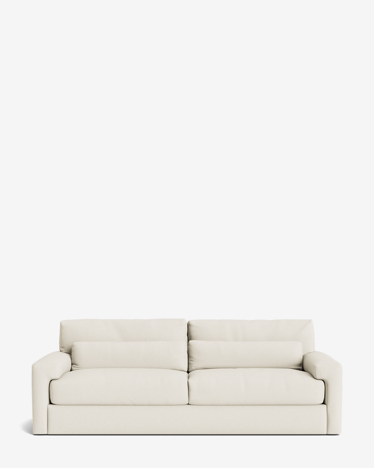 The Beckstead Sofa 92 is a modern, light beige three-seater with plush cushions, wide armrests, and a low profile, shown against a plain white background by McGee & Co.