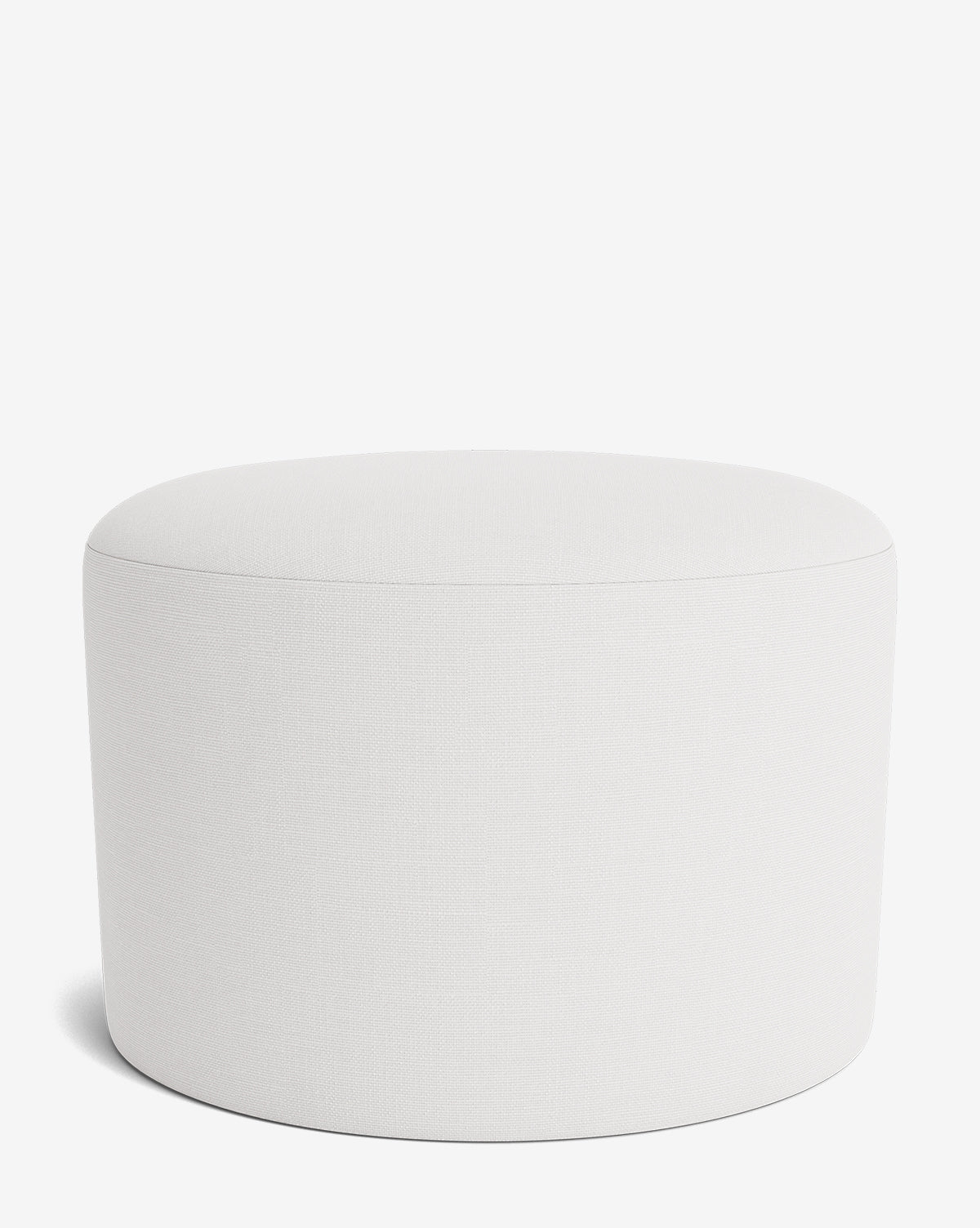 The Makerspalm Bellamy Ottoman features a round, white, seamless design, making it a versatile accent that enhances any modern space. McGee & Co.