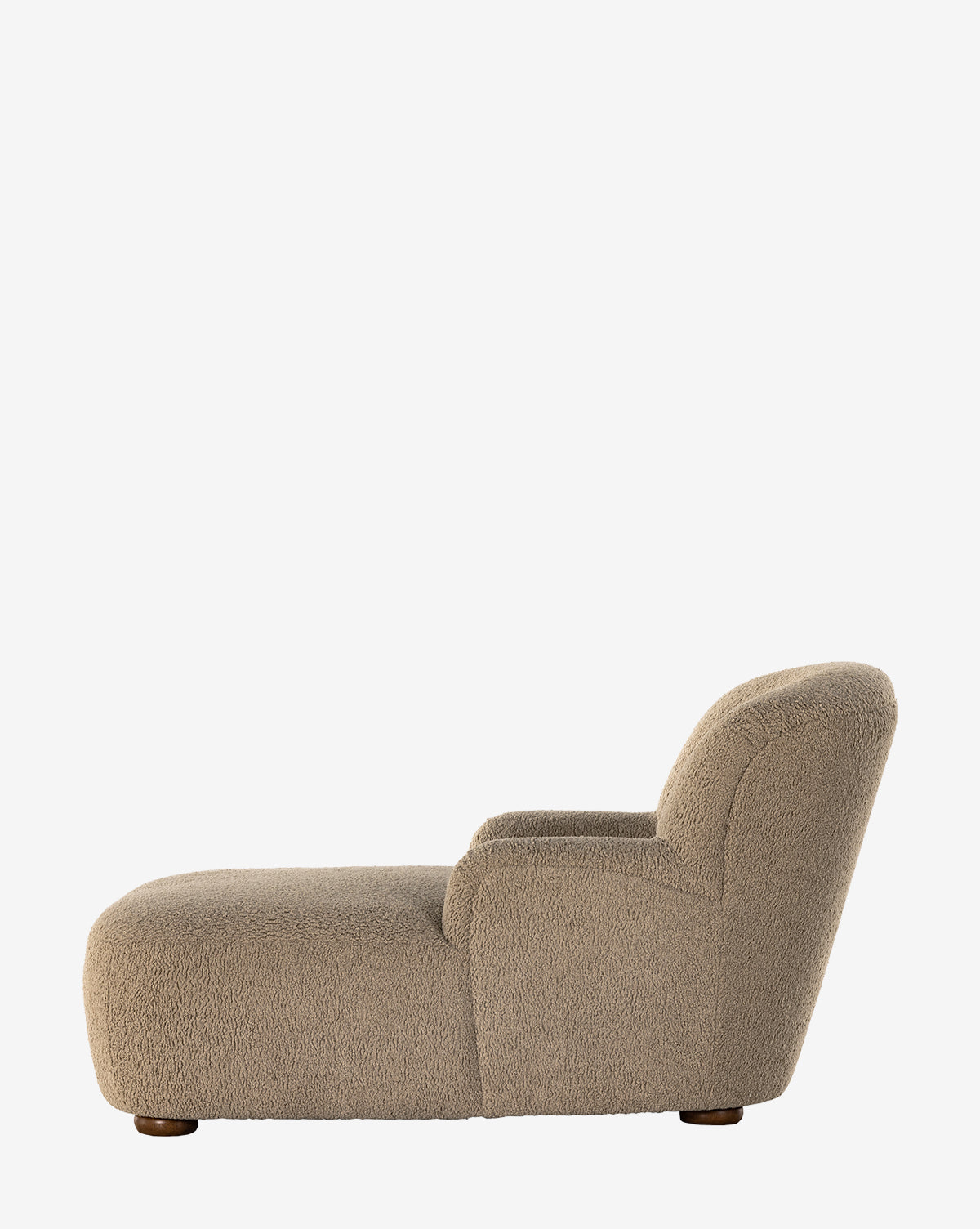 The Berrett Chaise Lounge is a modern, armless chaise upholstered in taupe textured fabric, bringing cozy style to any living space. Shown in profile on a white background by McGee & Co.