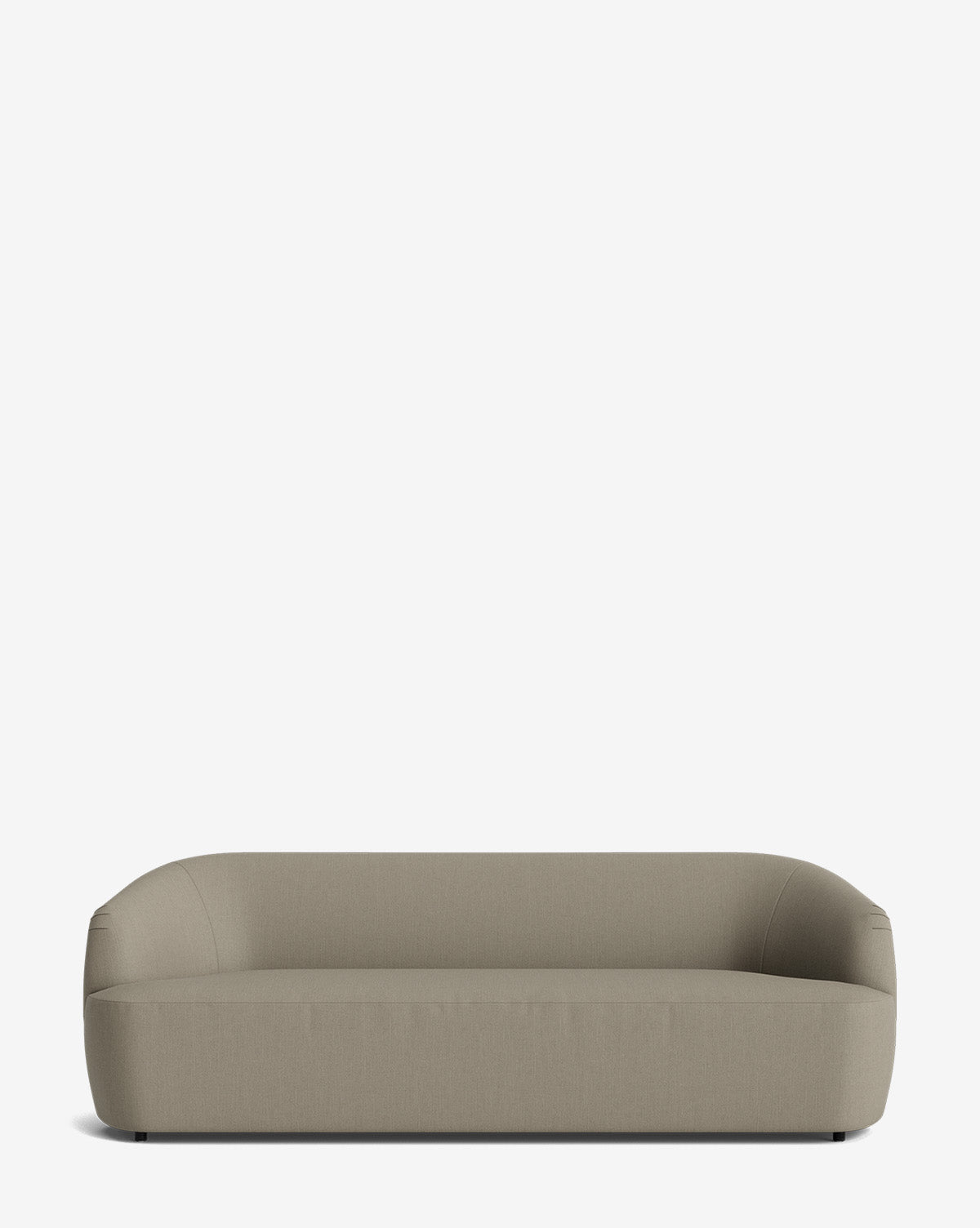 The Byron Sofa 96, featuring a modern minimalist design with a taupe finish, low backrest, rounded edges, and concealed legs, is displayed against a plain white background by McGee & Co.