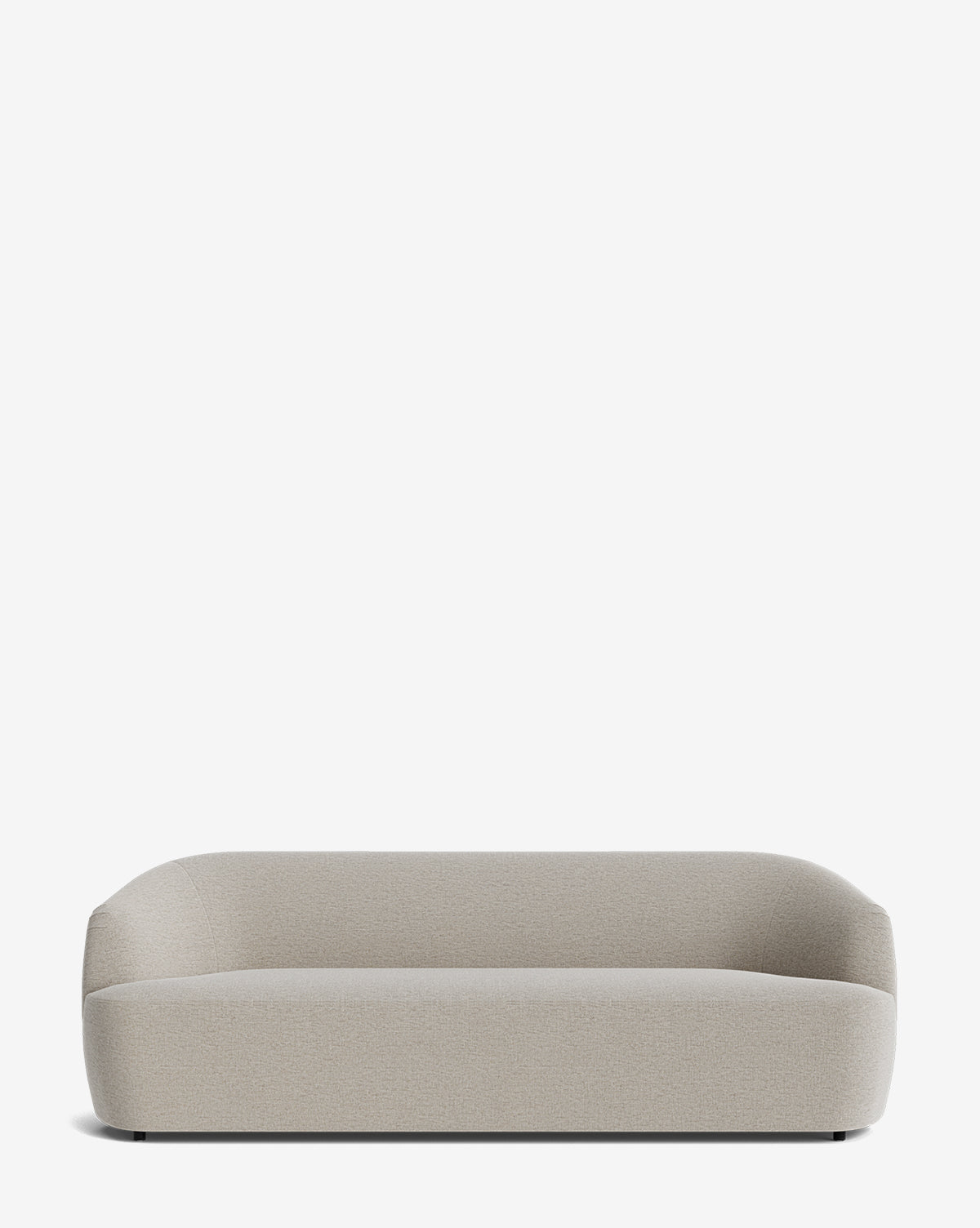 A modern, minimalist Byron Sofa 96 in light gray features a low, curved backrest and rounded edges, shown against a plain white background, by McGee & Co.